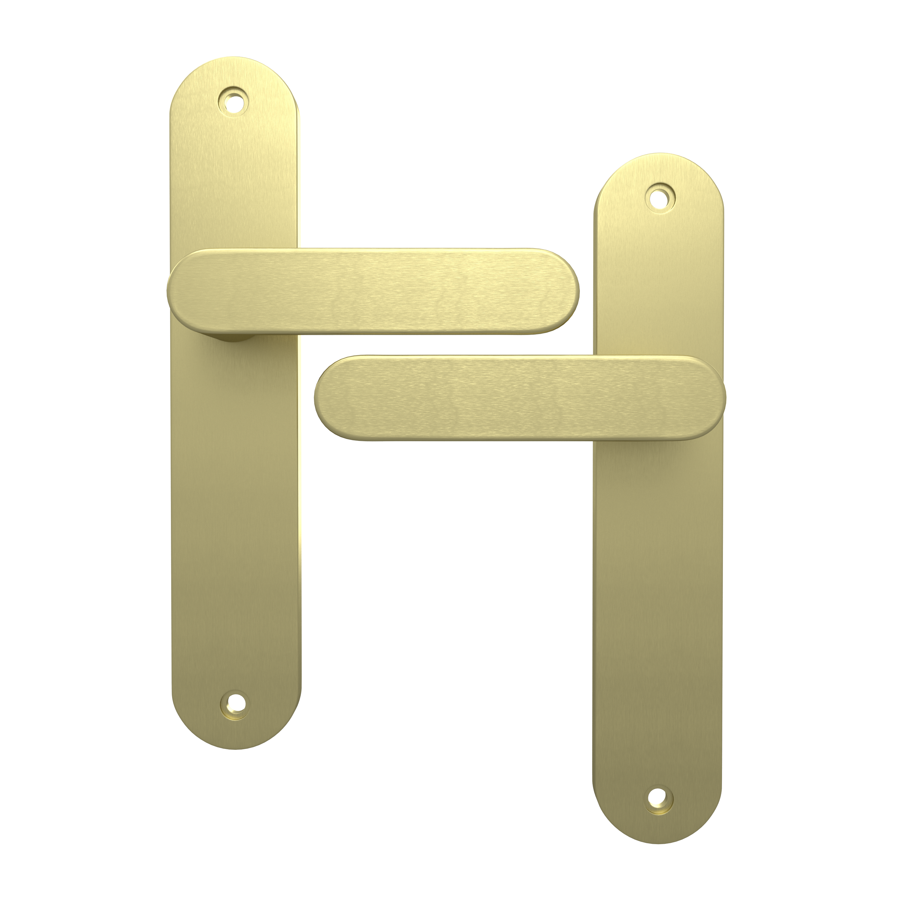 2 poignées sur plaque sans trou Java aluminium laiton mat, entraxe 195 mm - 2