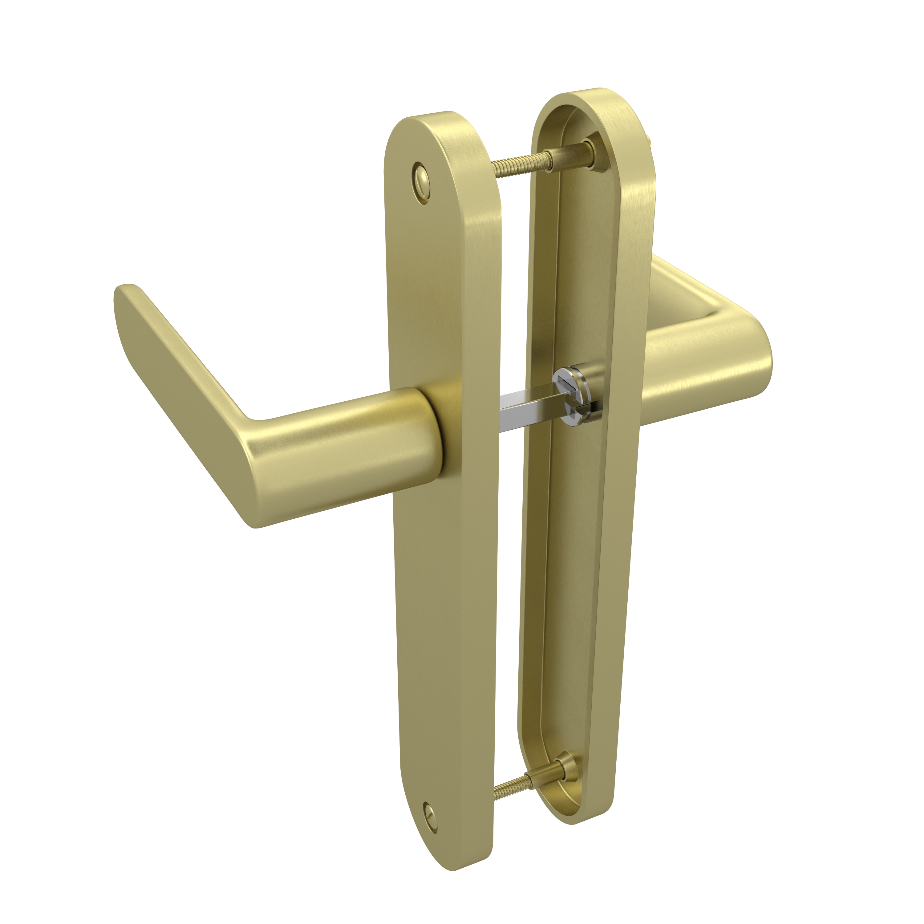 2 poignées sur plaque sans trou Java aluminium laiton mat, entraxe 195 mm - 3