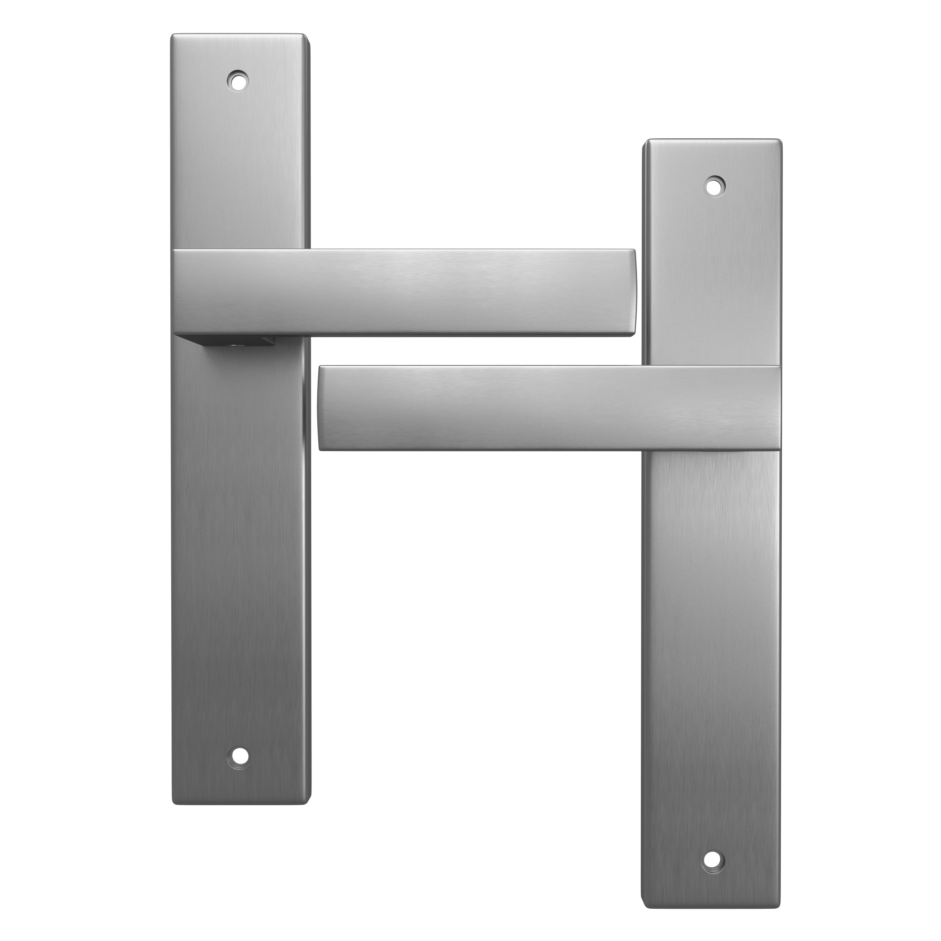 2 poignées sur plaque sans trou Abby aluminium nickel brillant, entraxe 195 mm - 2