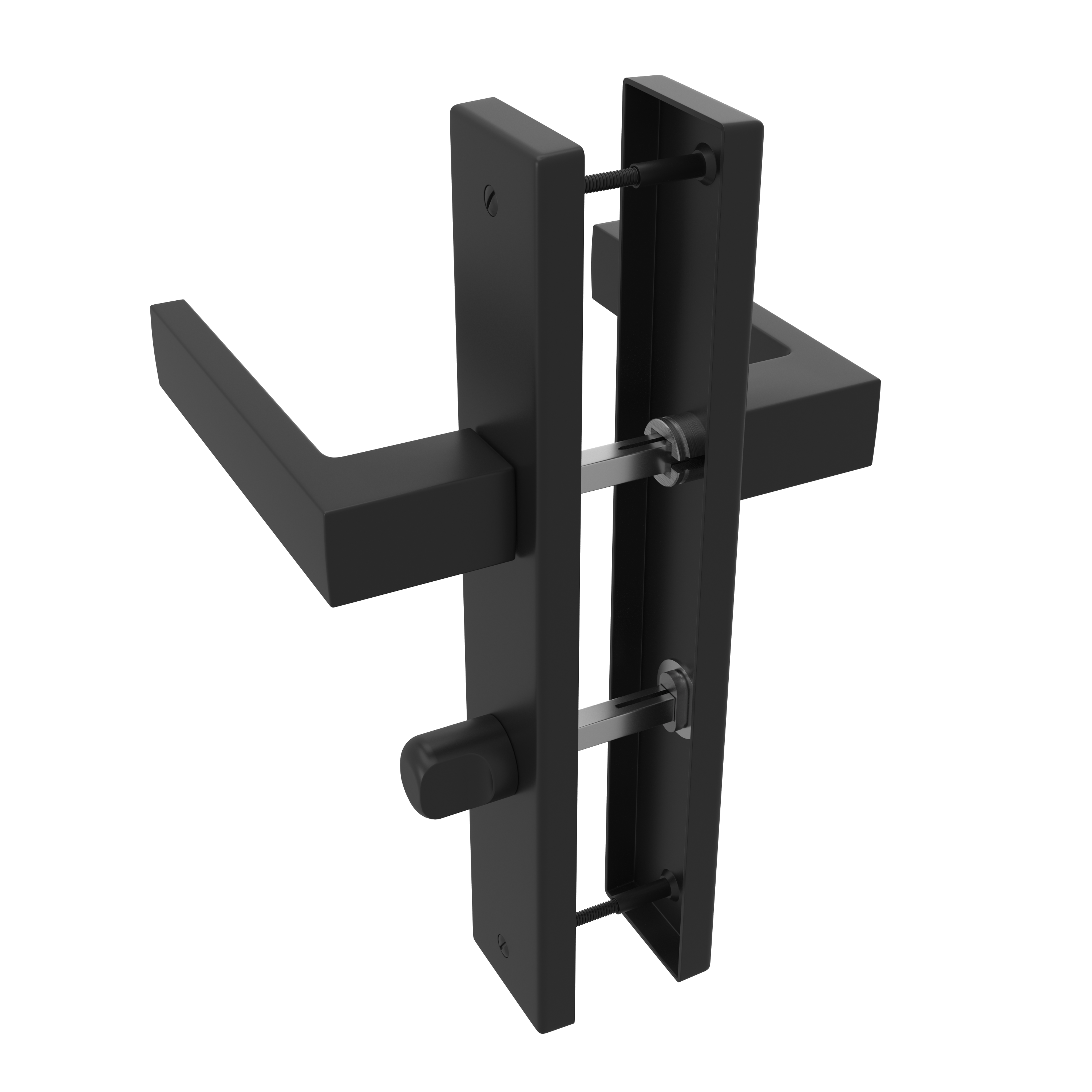 2 poignées sur plaque à condamnation Abby aluminium noir mat, entraxe 195 mm - 5