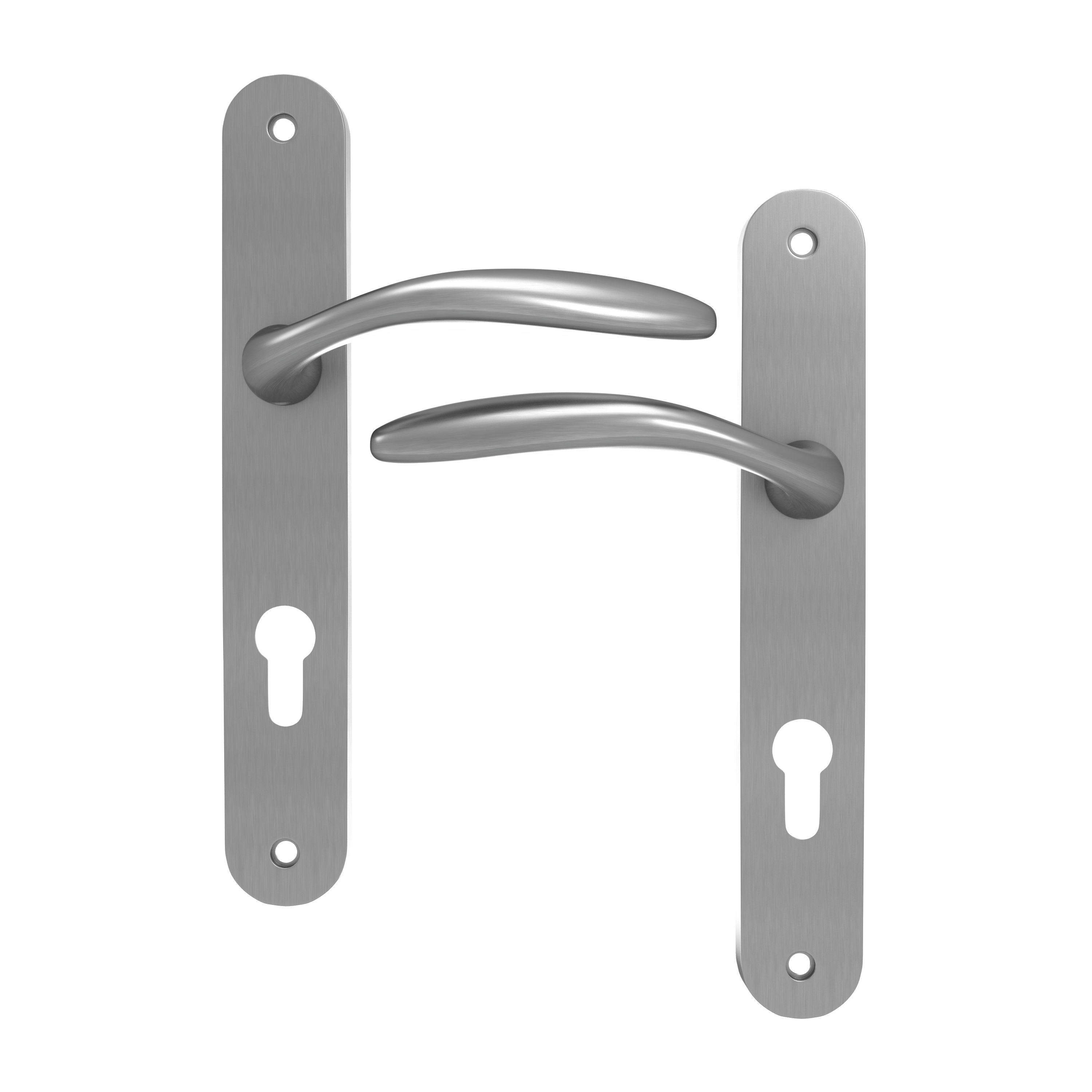 2 poignées porte entrée sur plaque cylindre Agathe zamak brillant, entraxe 195mm - 2