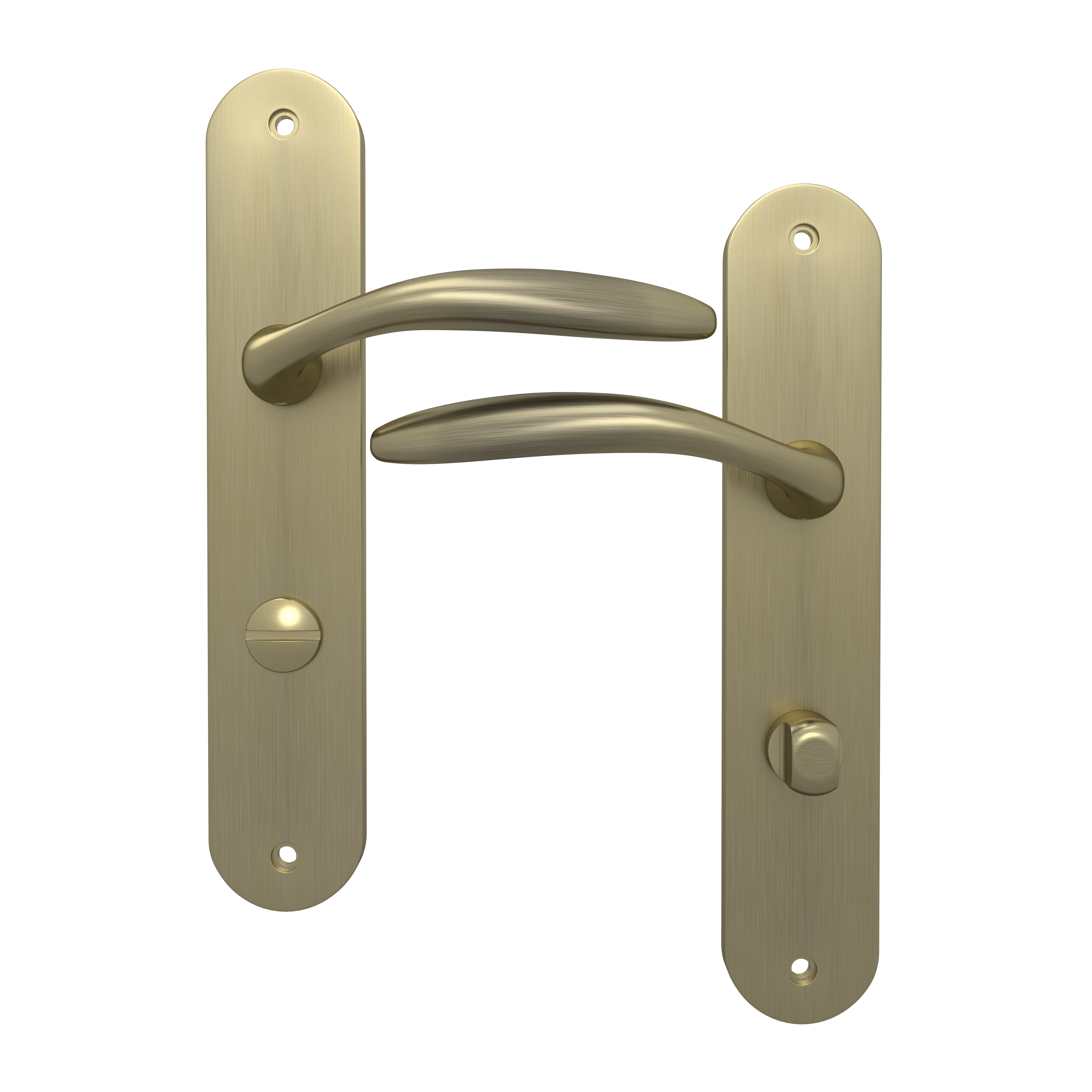 2 poignées sur plaque à condamnation Agathe aluminium laiton mat, entraxe 195 mm - 4