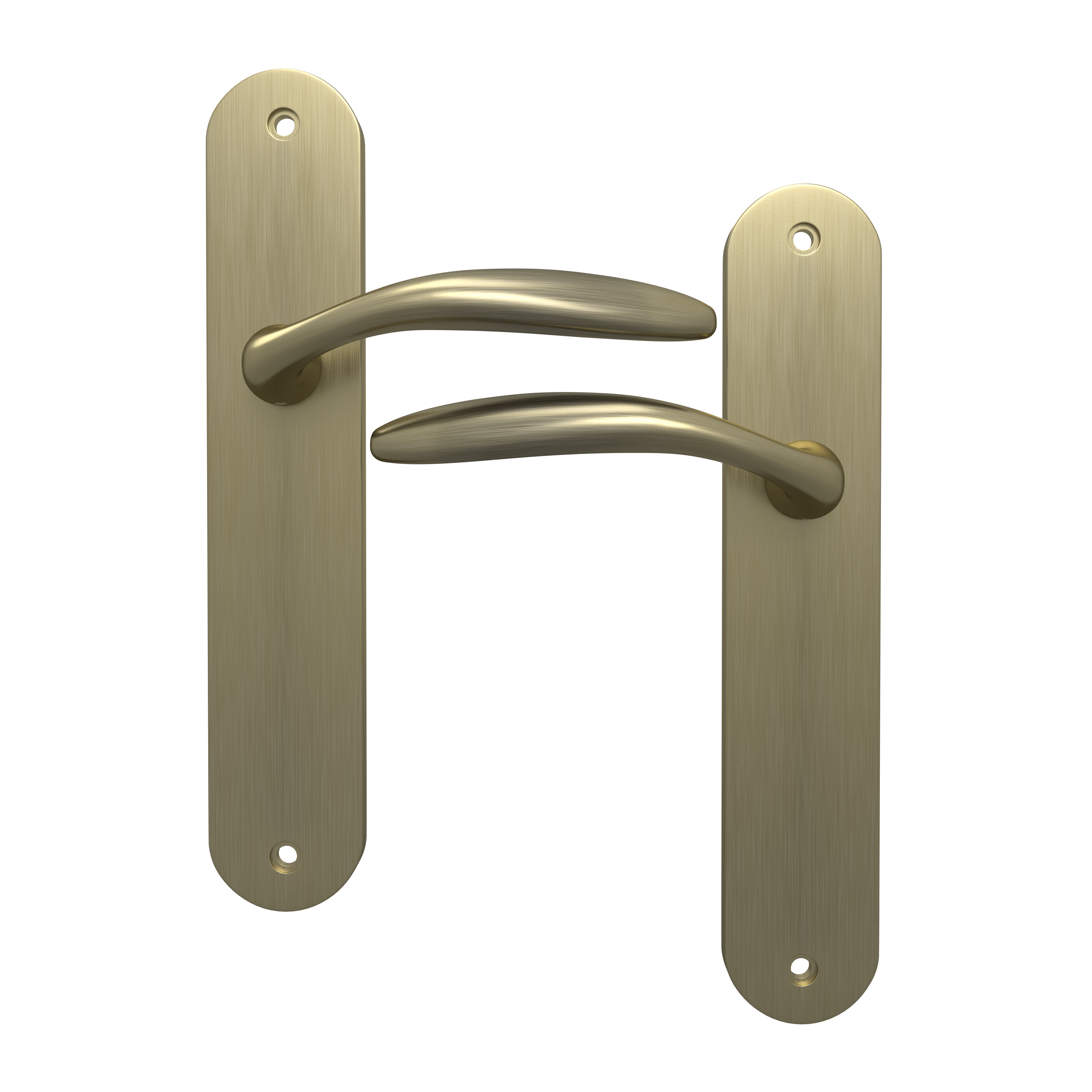 2 poignées sur plaque sans trou Agathe aluminium laiton mat, entraxe 195 mm - 2