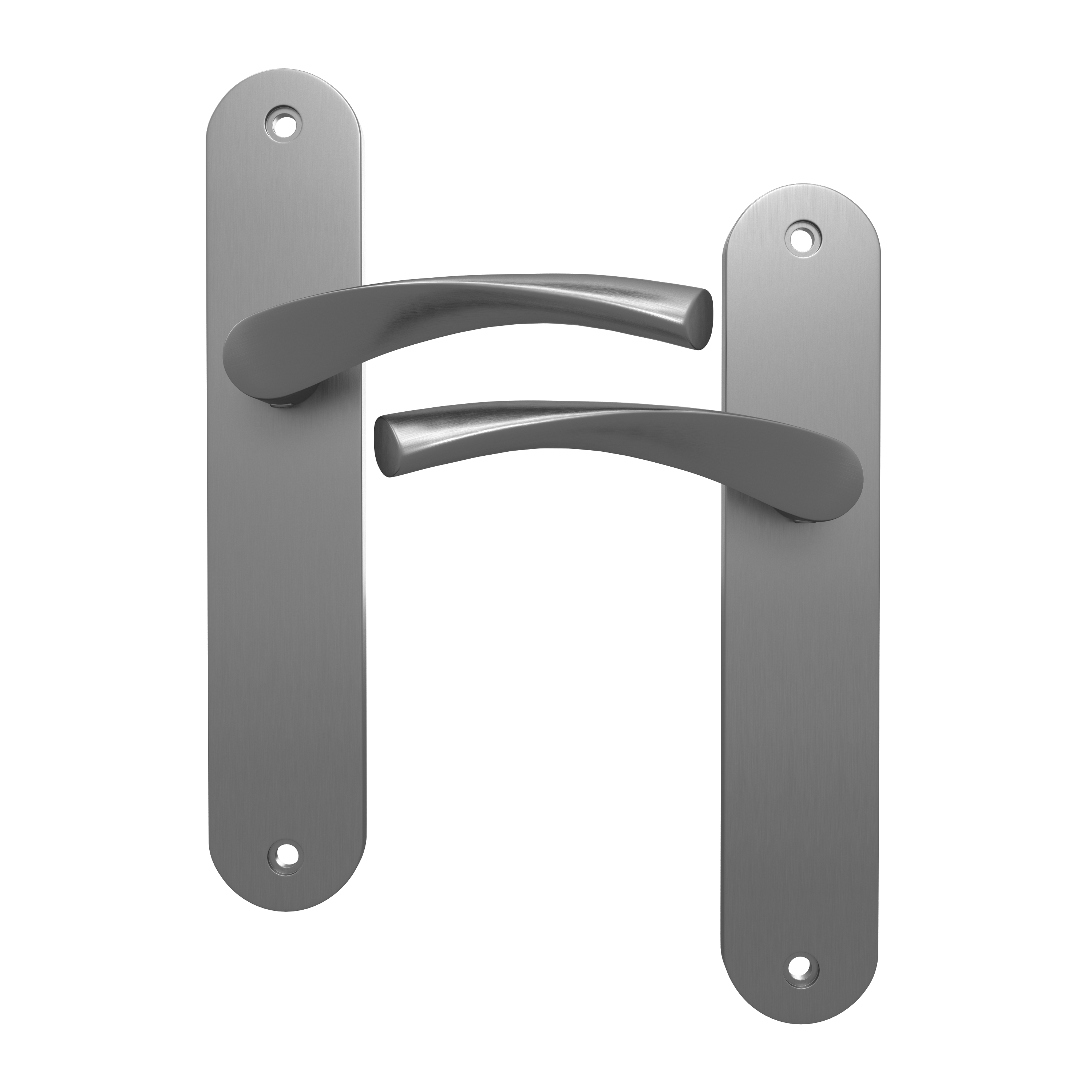 2 poignées sur plaque sans trou Arosa aluminium nickel brillant, entraxe 195 mm - 2