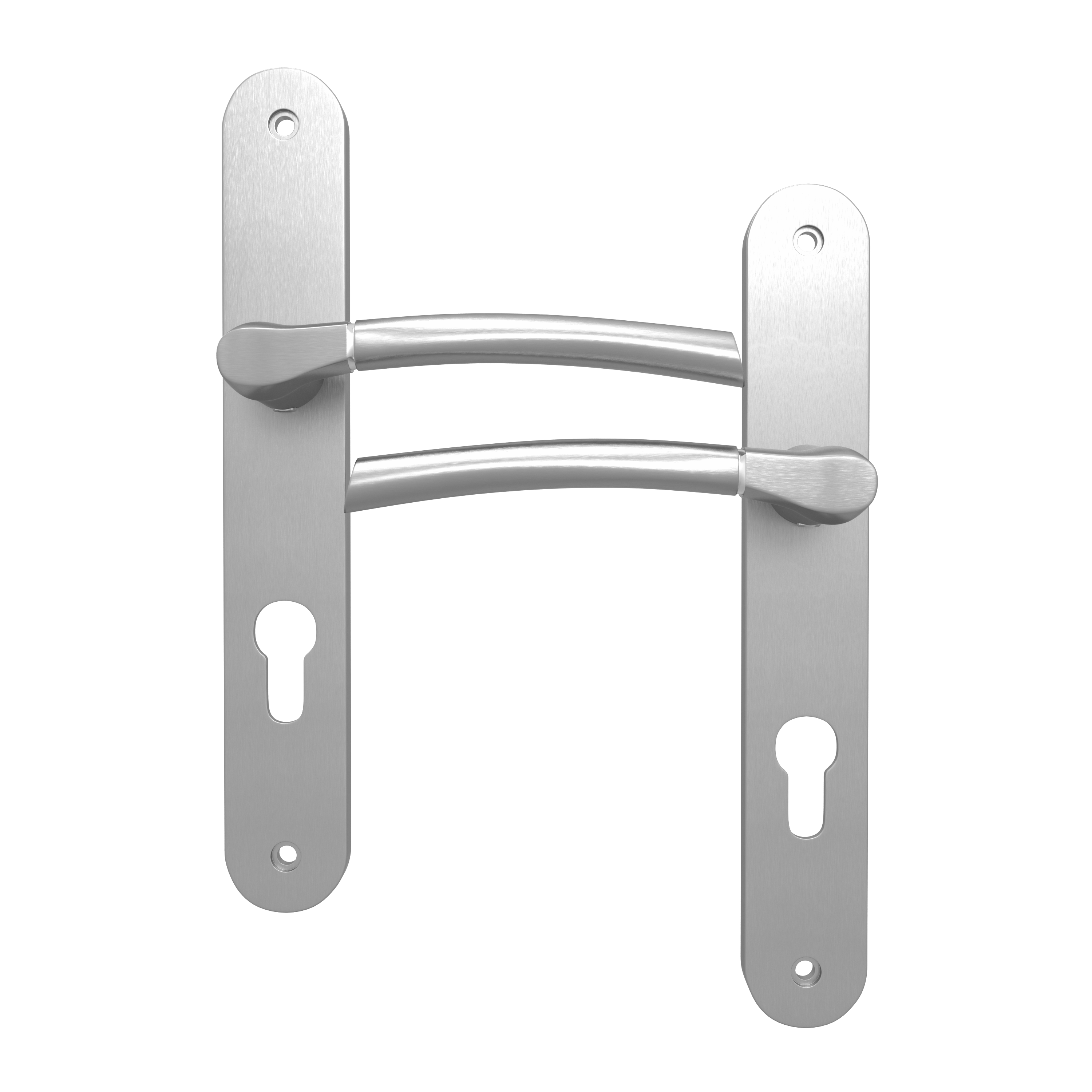 2 poignées porte entrée sur plaque cylindre Eina zamak brillant, entraxe 195 mm - 2