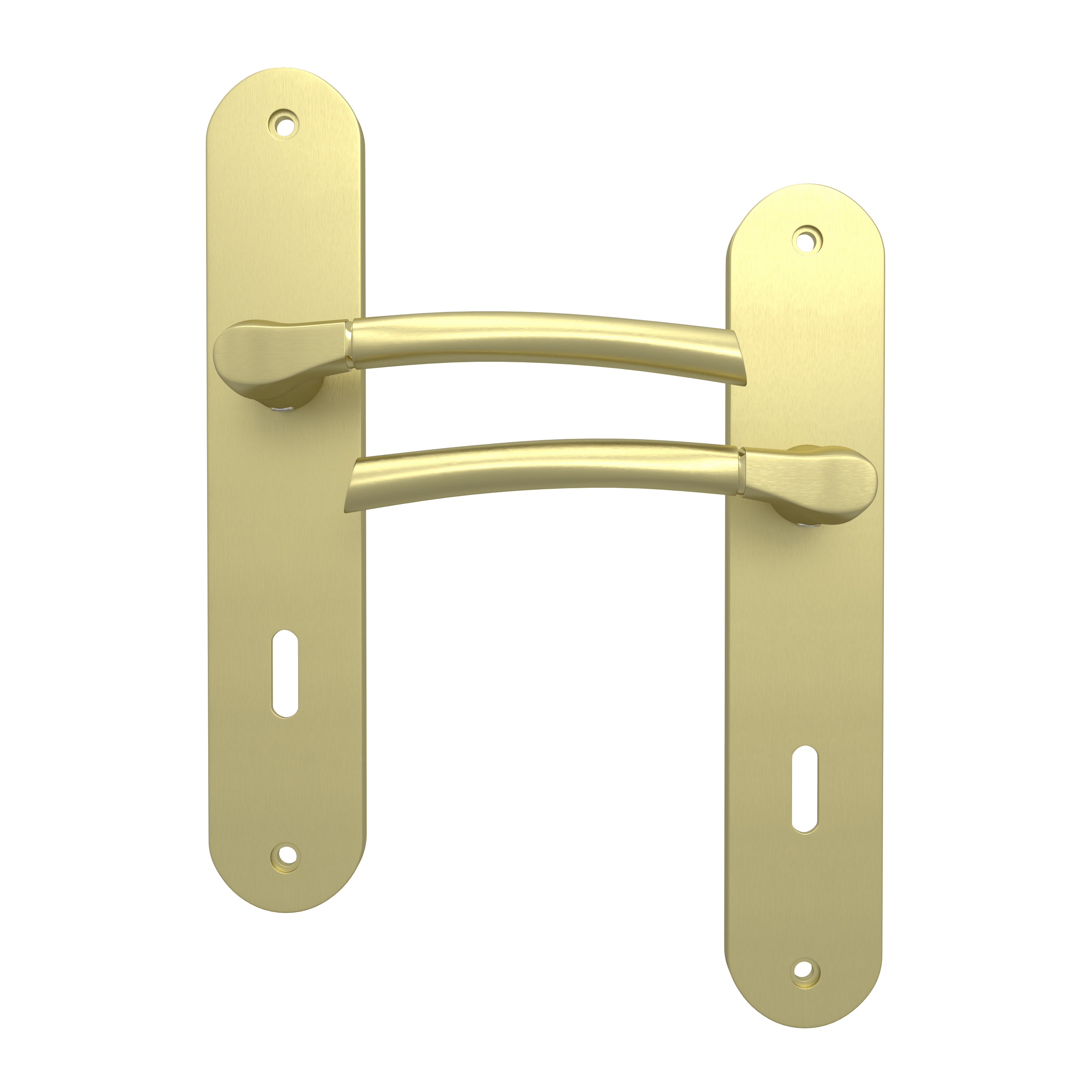 2 poignées sur plaque à clé Eina aluminium laiton brossé, entraxe 195 mm - 2