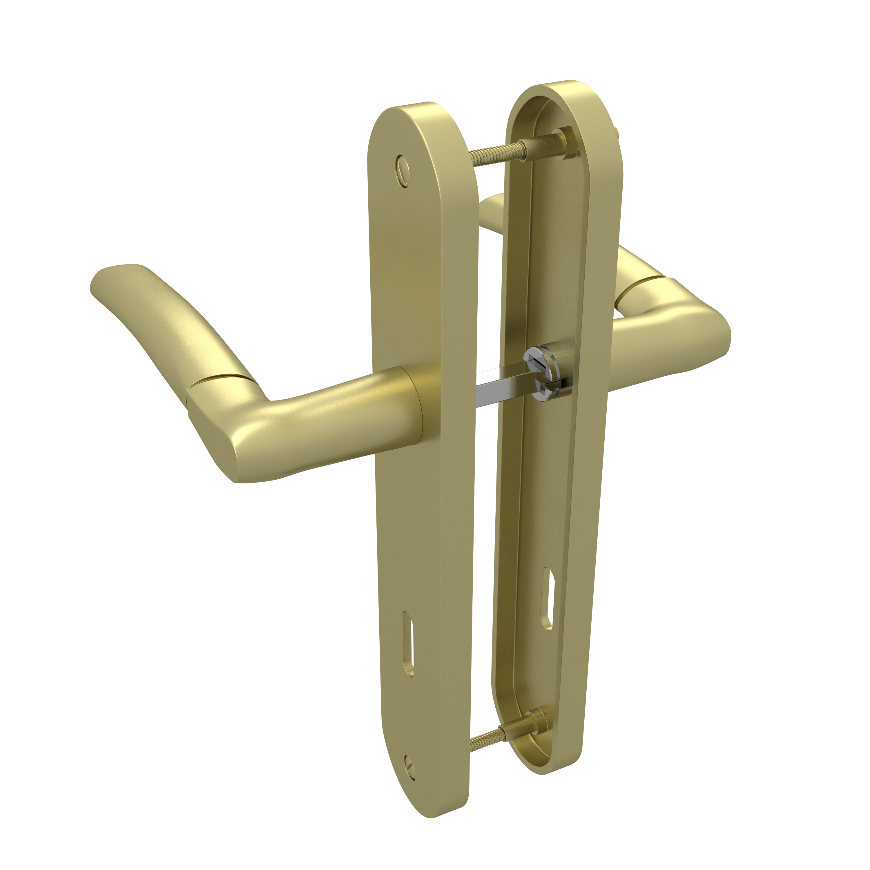 2 poignées sur plaque à clé Eina aluminium laiton brossé, entraxe 195 mm - 3