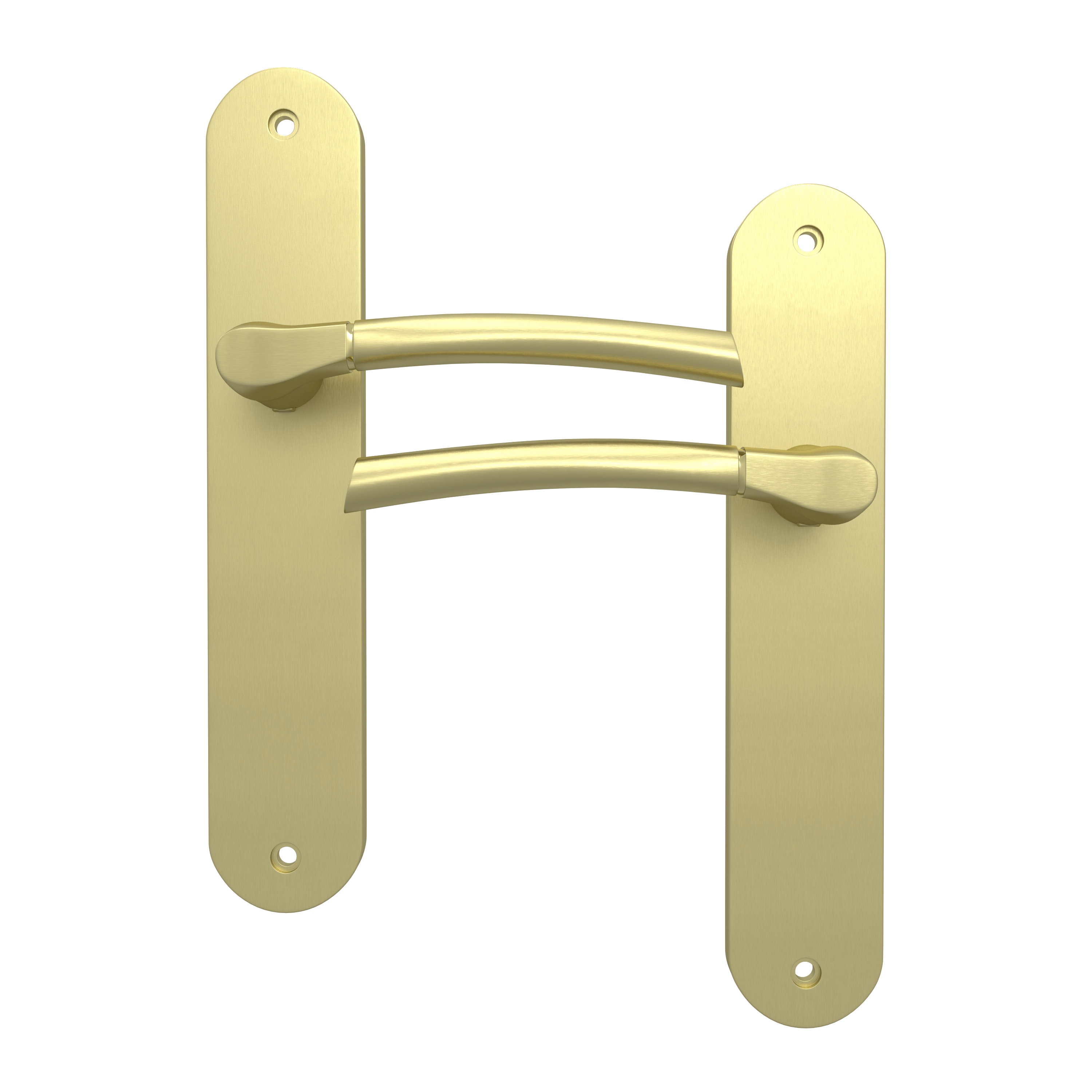 2 poignées sur plaque sans trou Eina aluminium laiton brossé, entraxe 195 mm - 2