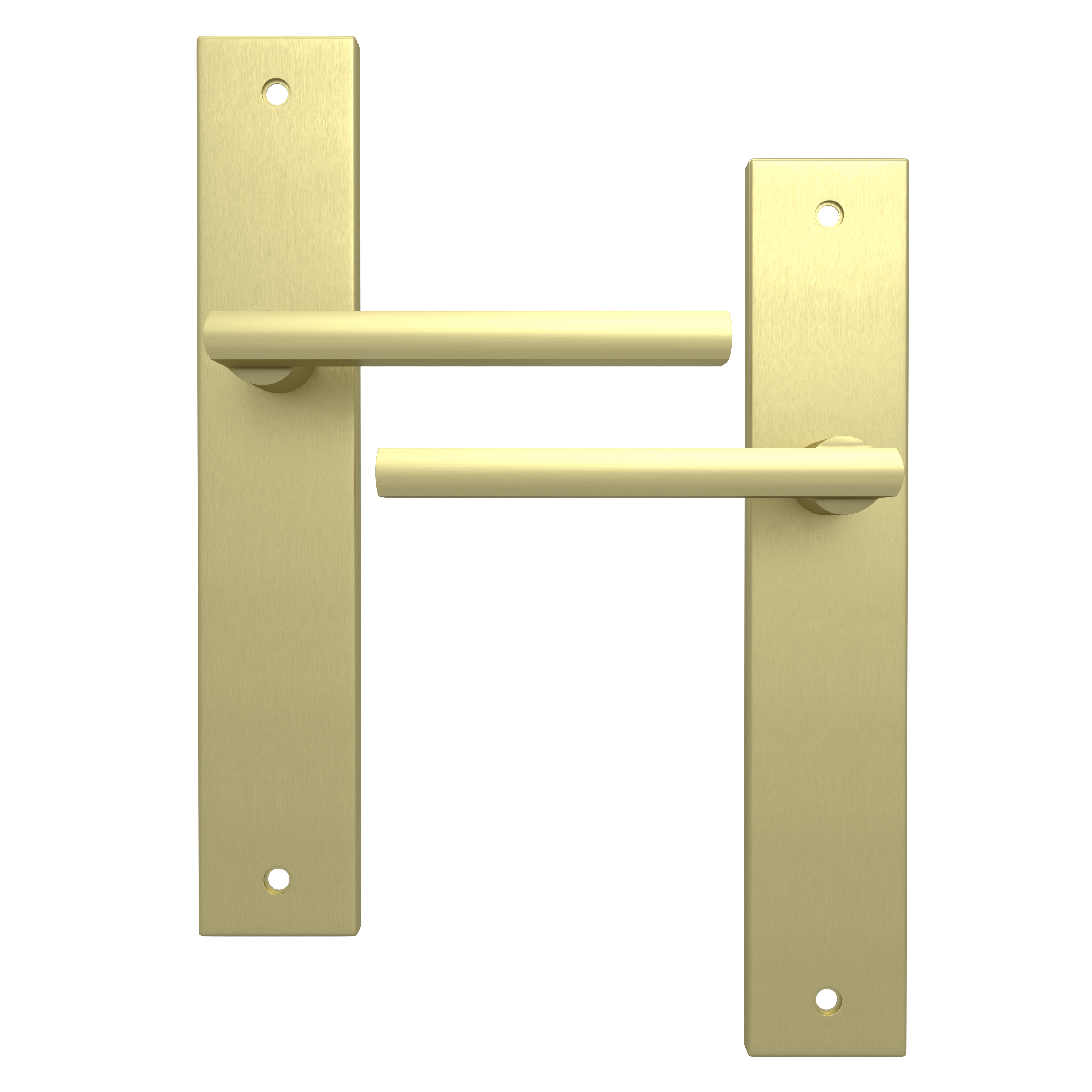 2 poignées sur plaque sans trou Lee aluminium laiton mat, entraxe 195 mm - 2