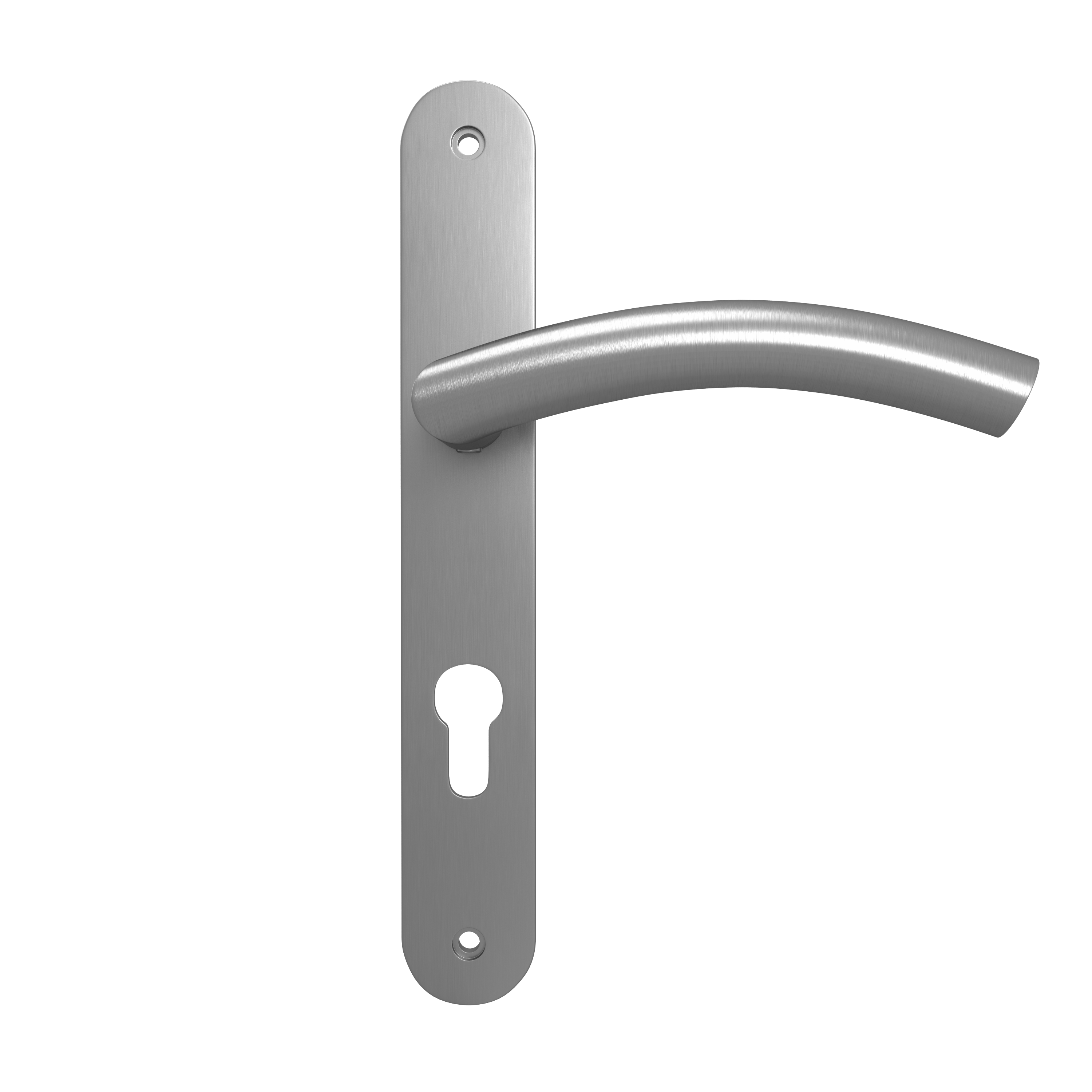 2 poignées porte entrée sur plaque cylindre Margaud inox brillant, entraxe 195mm - 7