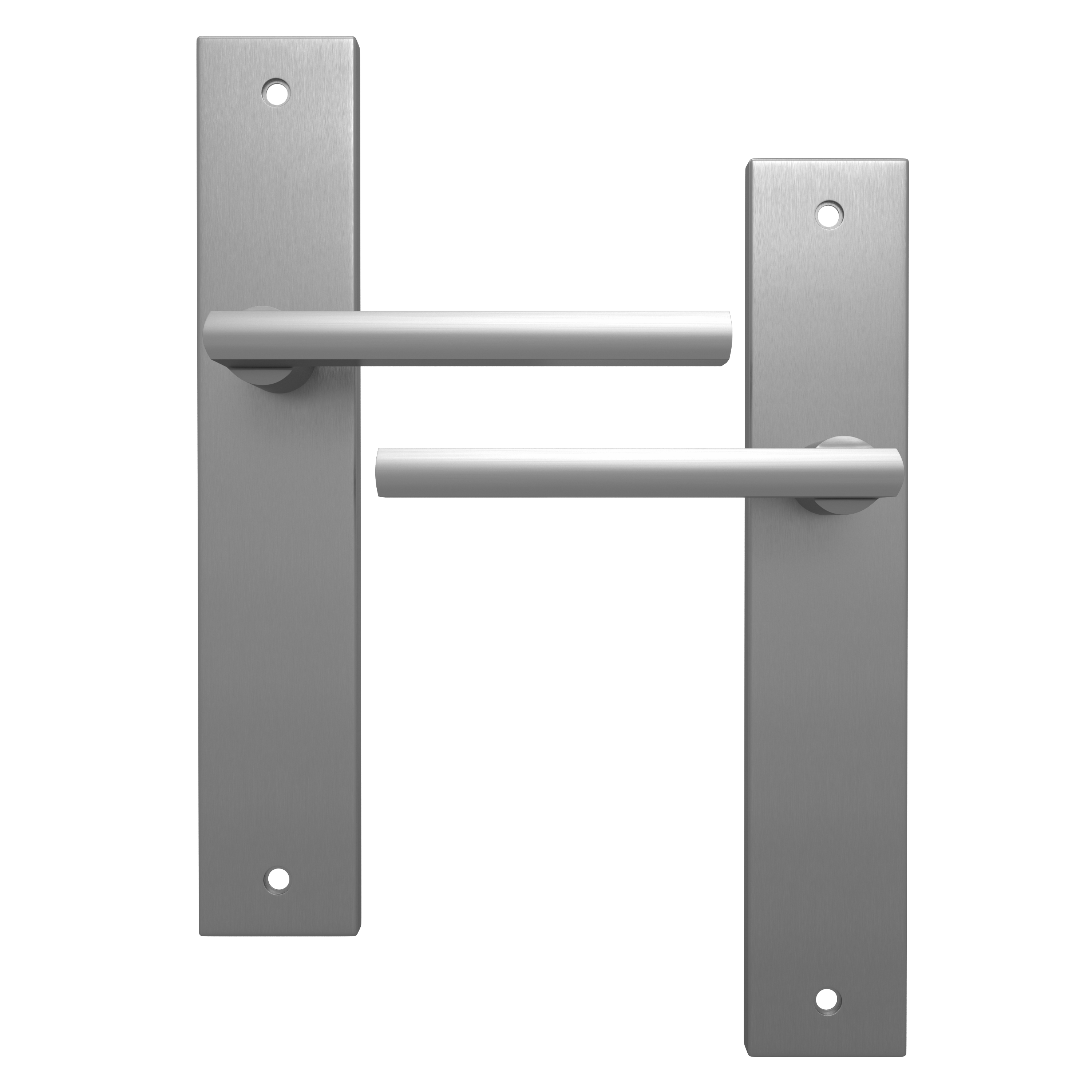 2 poignées sur plaque sans trou Lee aluminium nickel brillant, entraxe 195 mm - 2