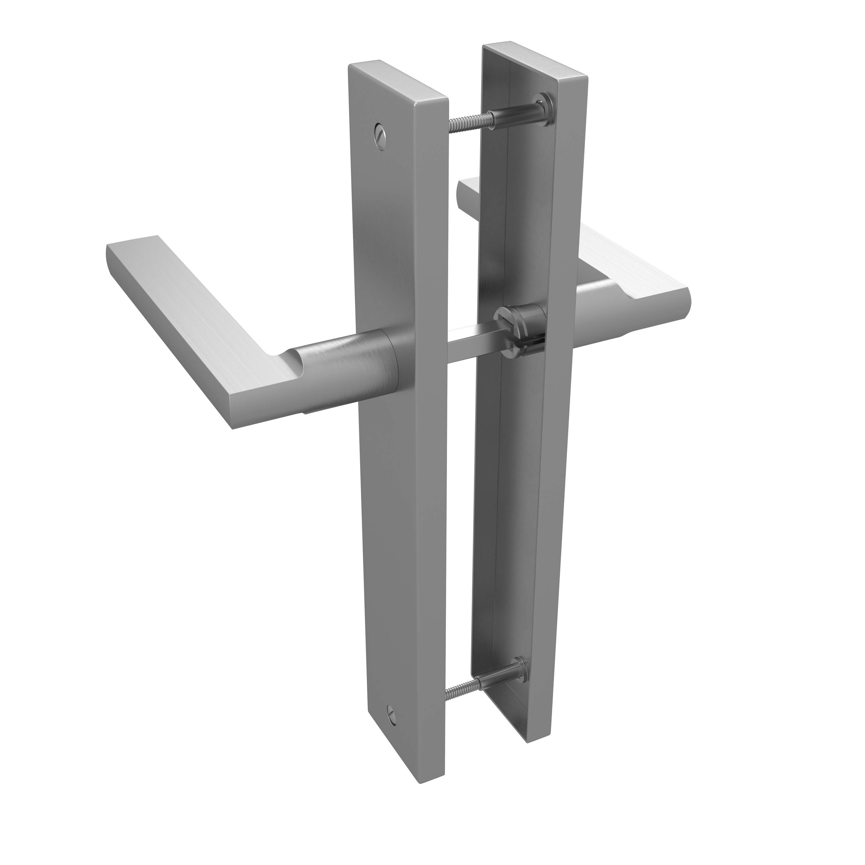 2 poignées sur plaque sans trou Lee aluminium nickel brillant, entraxe 195 mm - 4