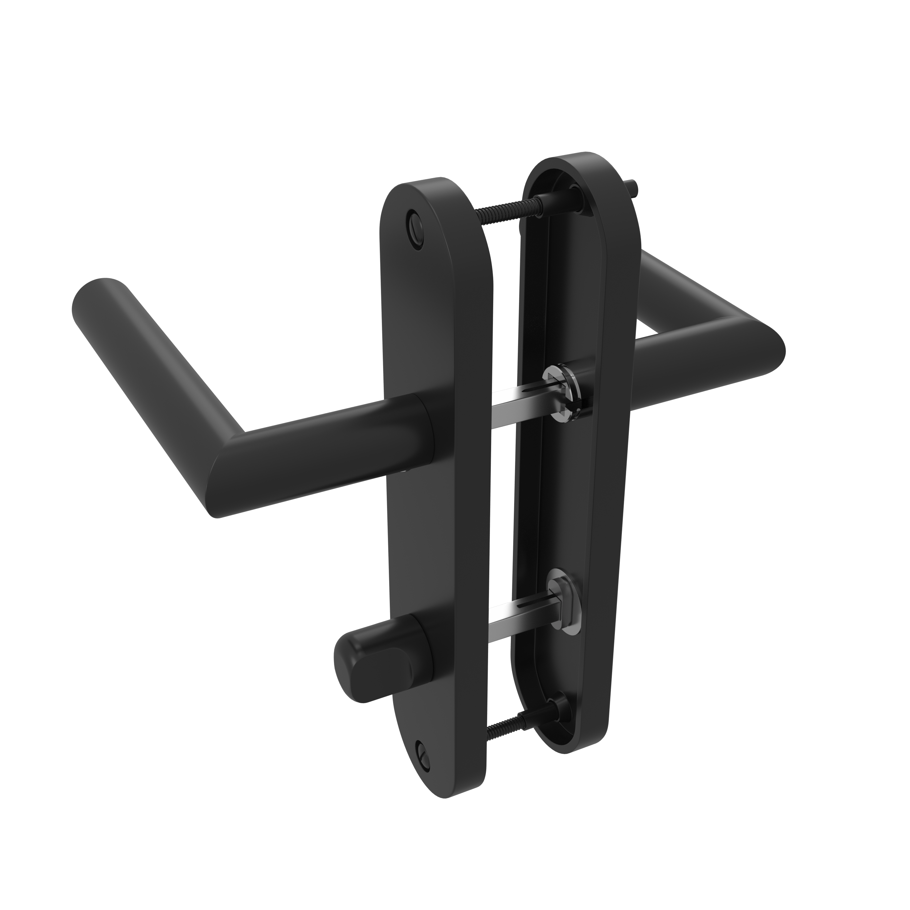 Poignée de porte sur plaque noire entraxe 165 mm à condamnation THEA x2 - 4