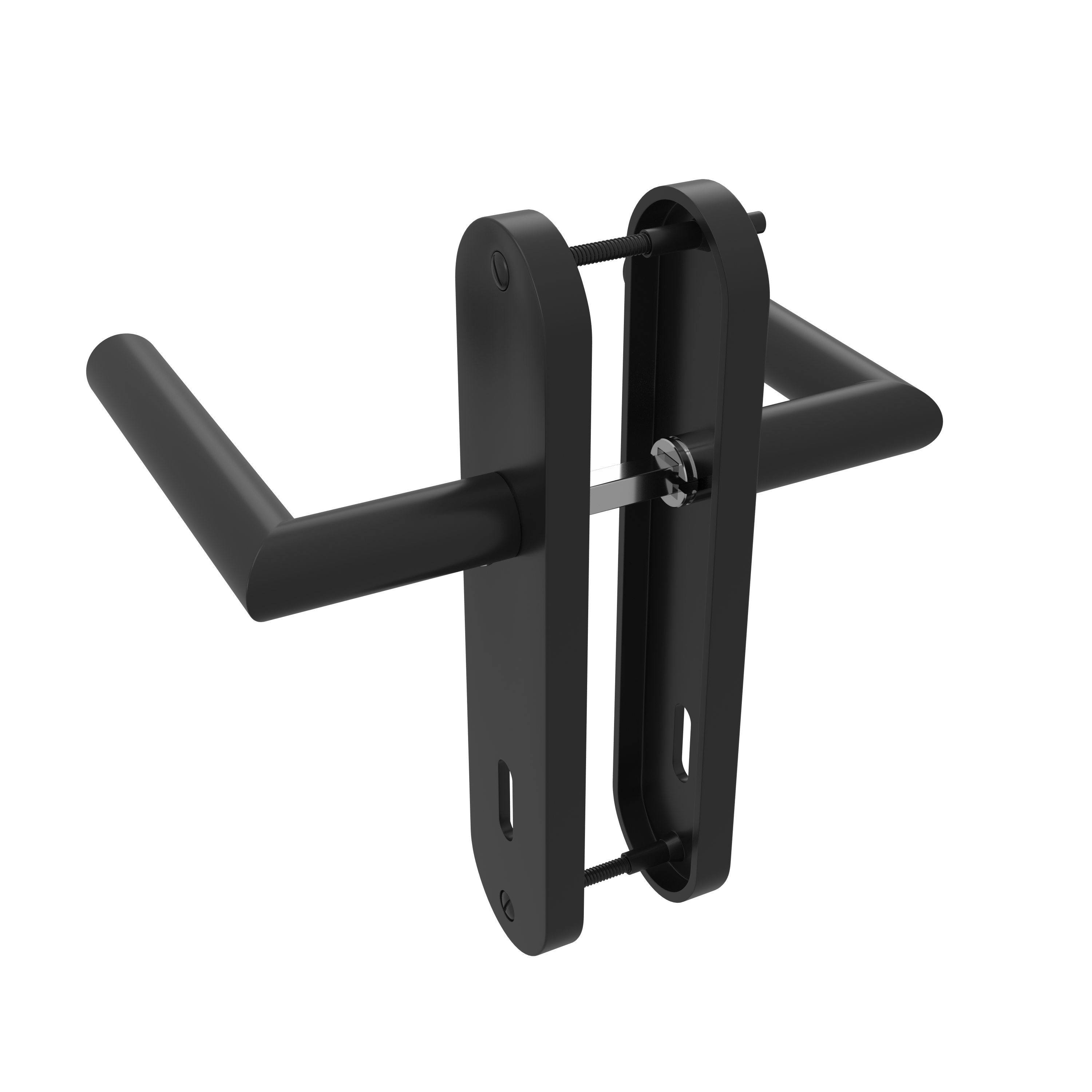 Poignée de porte sur plaque noire entraxe 165 mm Clé en L THEA x2 - 2