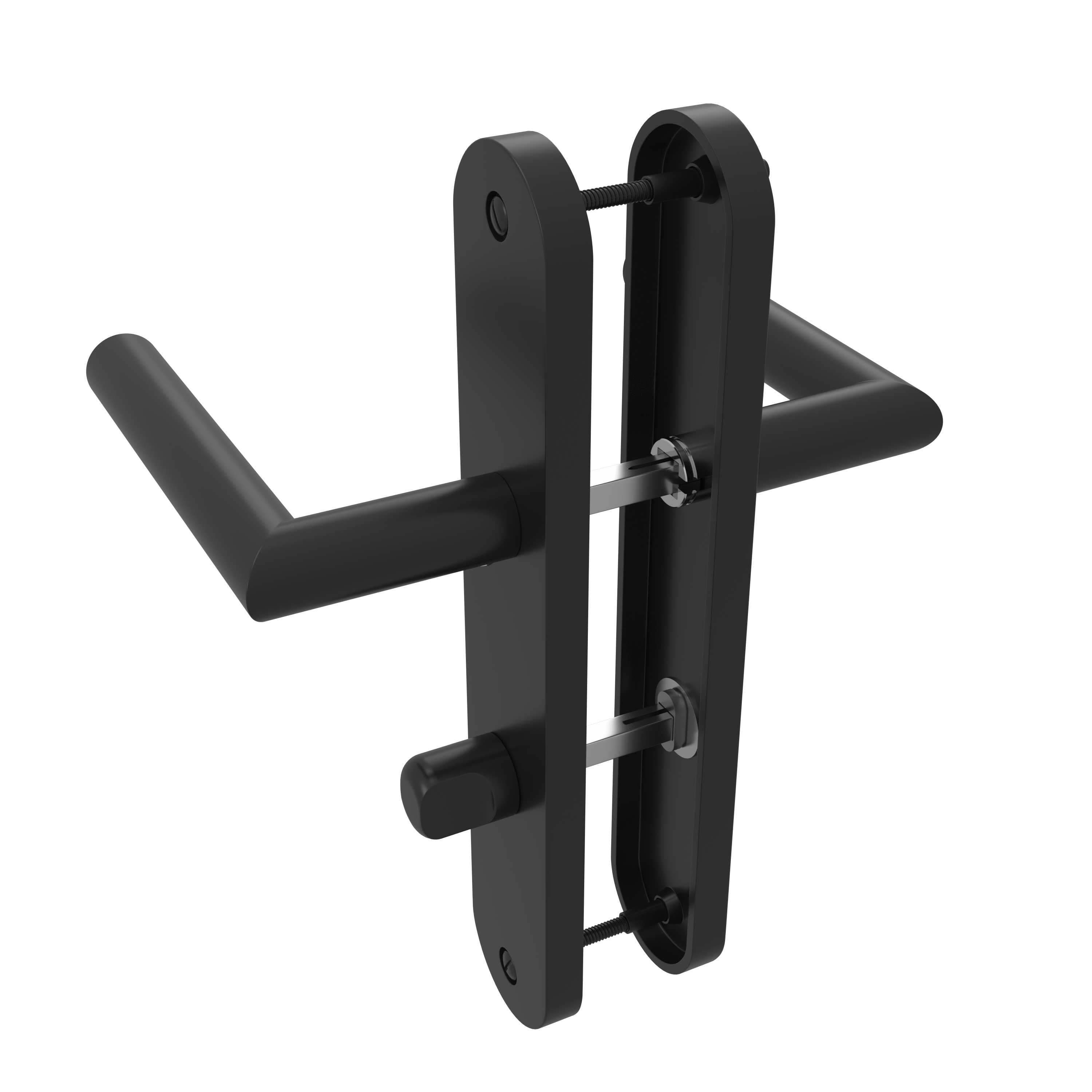Poignée de porte sur plaque noire entraxe 195 mm à condamnation THEA x2 - 2