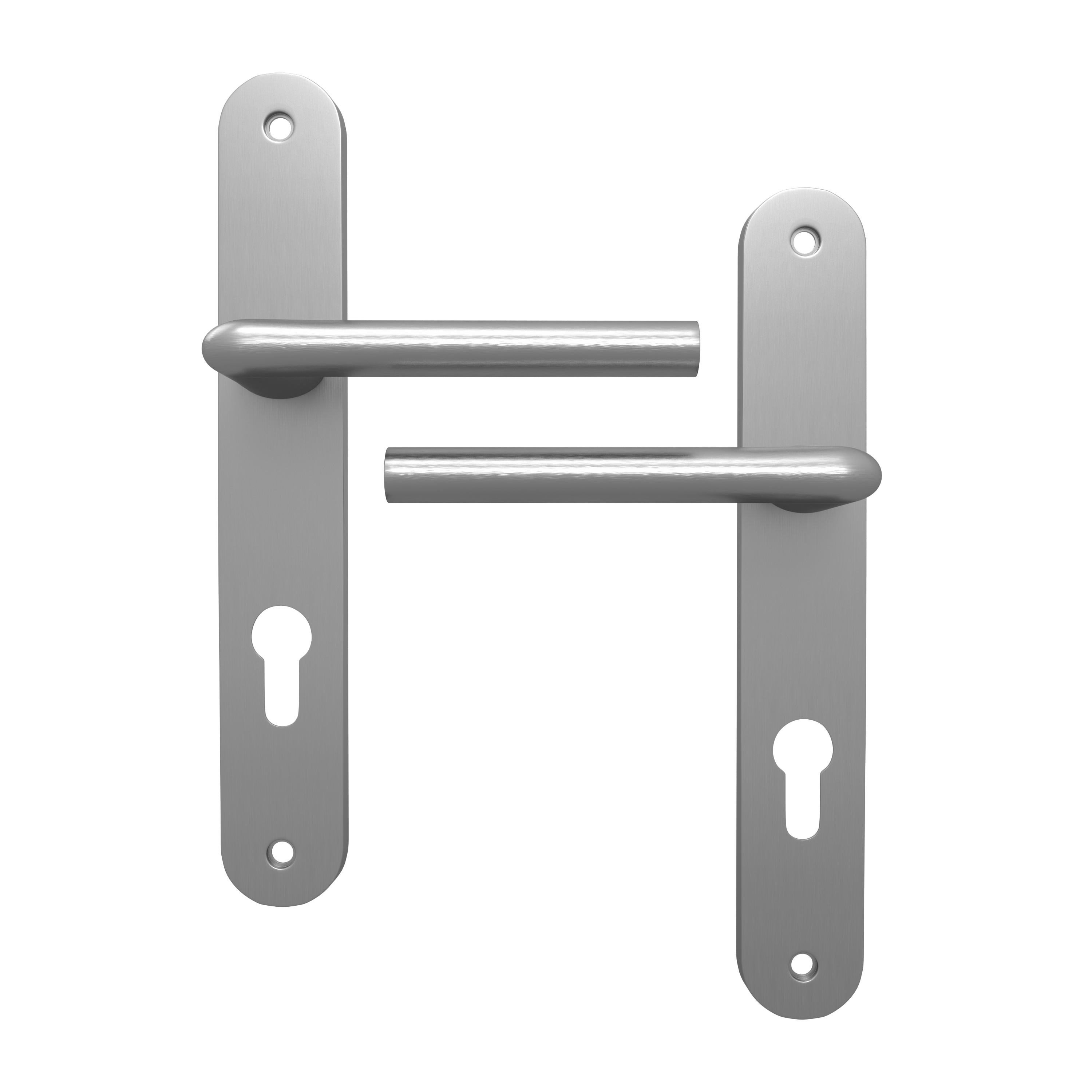 2 poignées porte entrée sur plaque cylindre Sophie zamak brillant, entraxe 195mm - 2