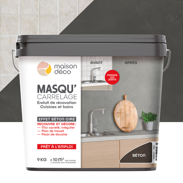 Enduit décoratif Masqu'carrelage béton MAISON DECO, béton, 9 kg