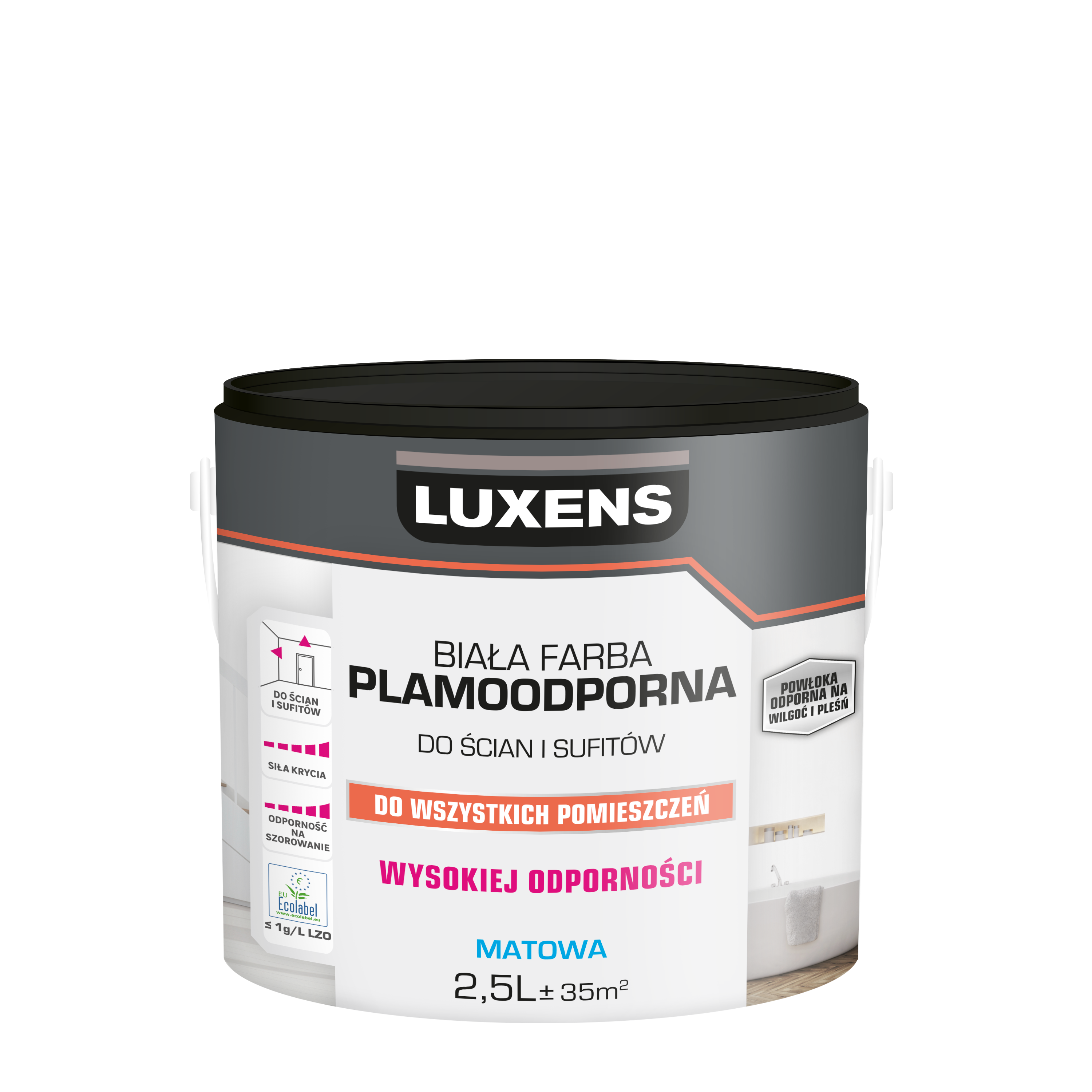 Farba Luxens plamoodporna biała 2.5 l