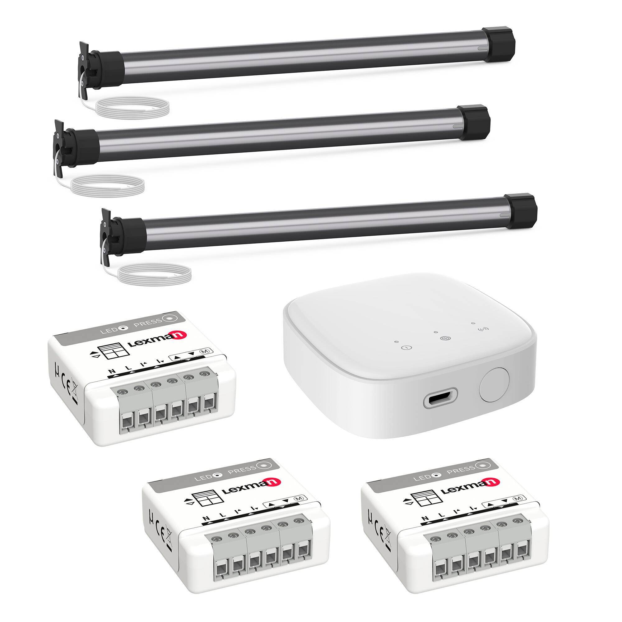 Kit de motorización lexman enki de tres persianas con motor para eje de 40mm