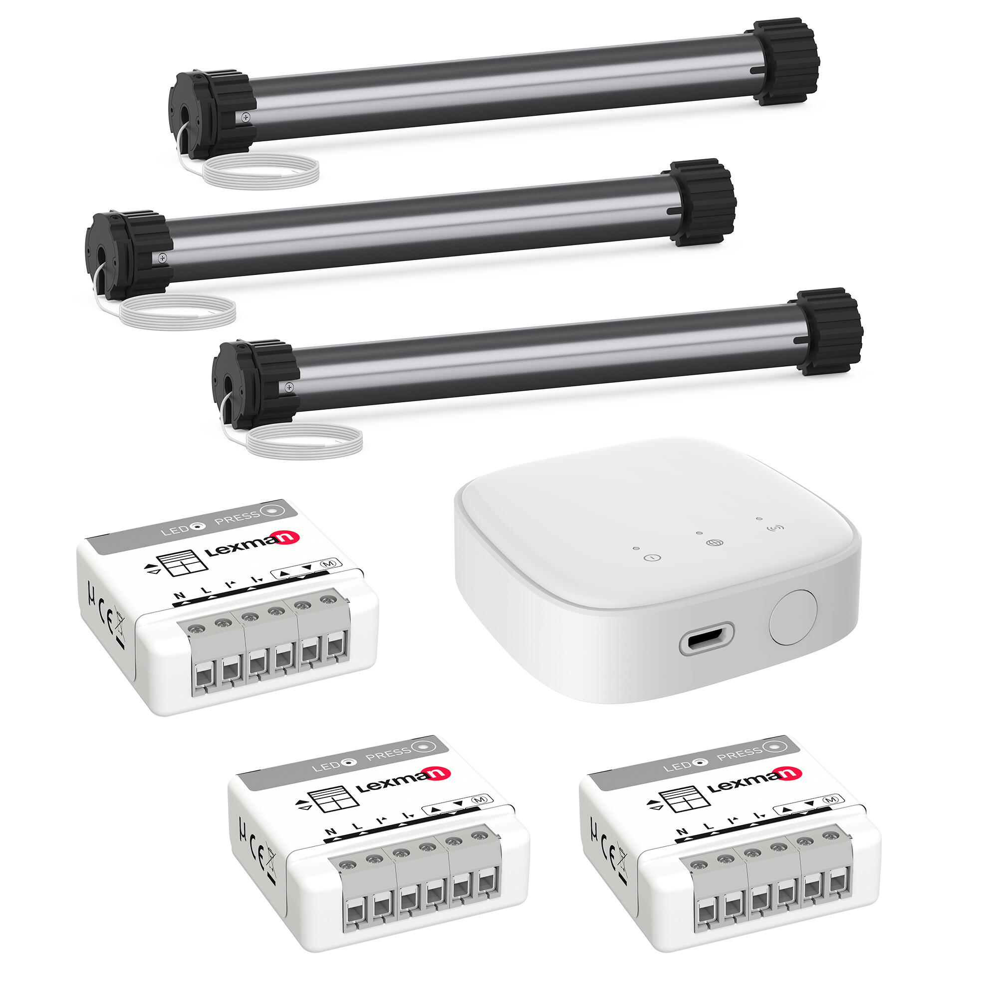 Kit de motorización lexman enki de tres persianas con motor para eje de 60mm