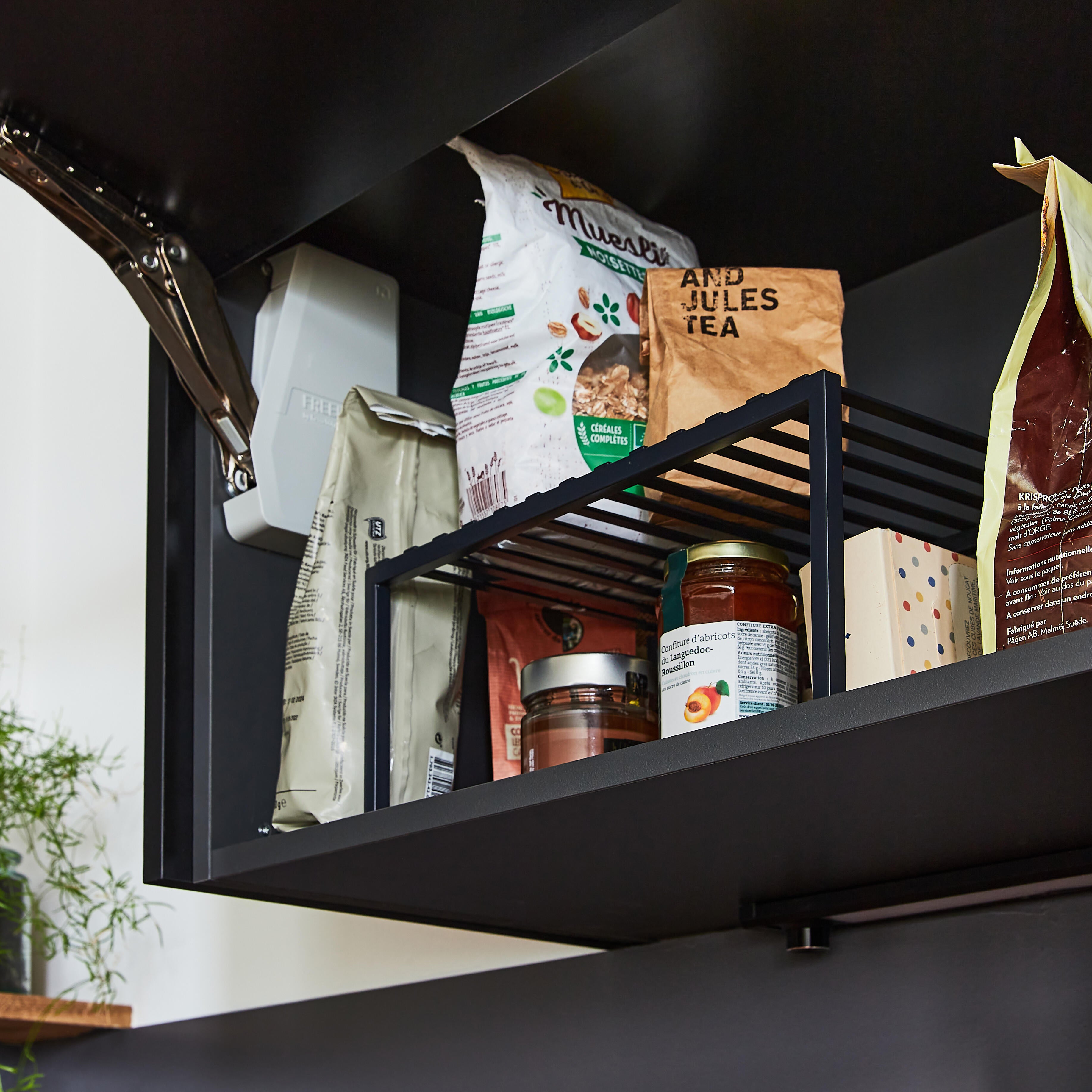 Prateleira economizadora de espaço para móvel superior 33x21x14cm aço preto Delinia - 2