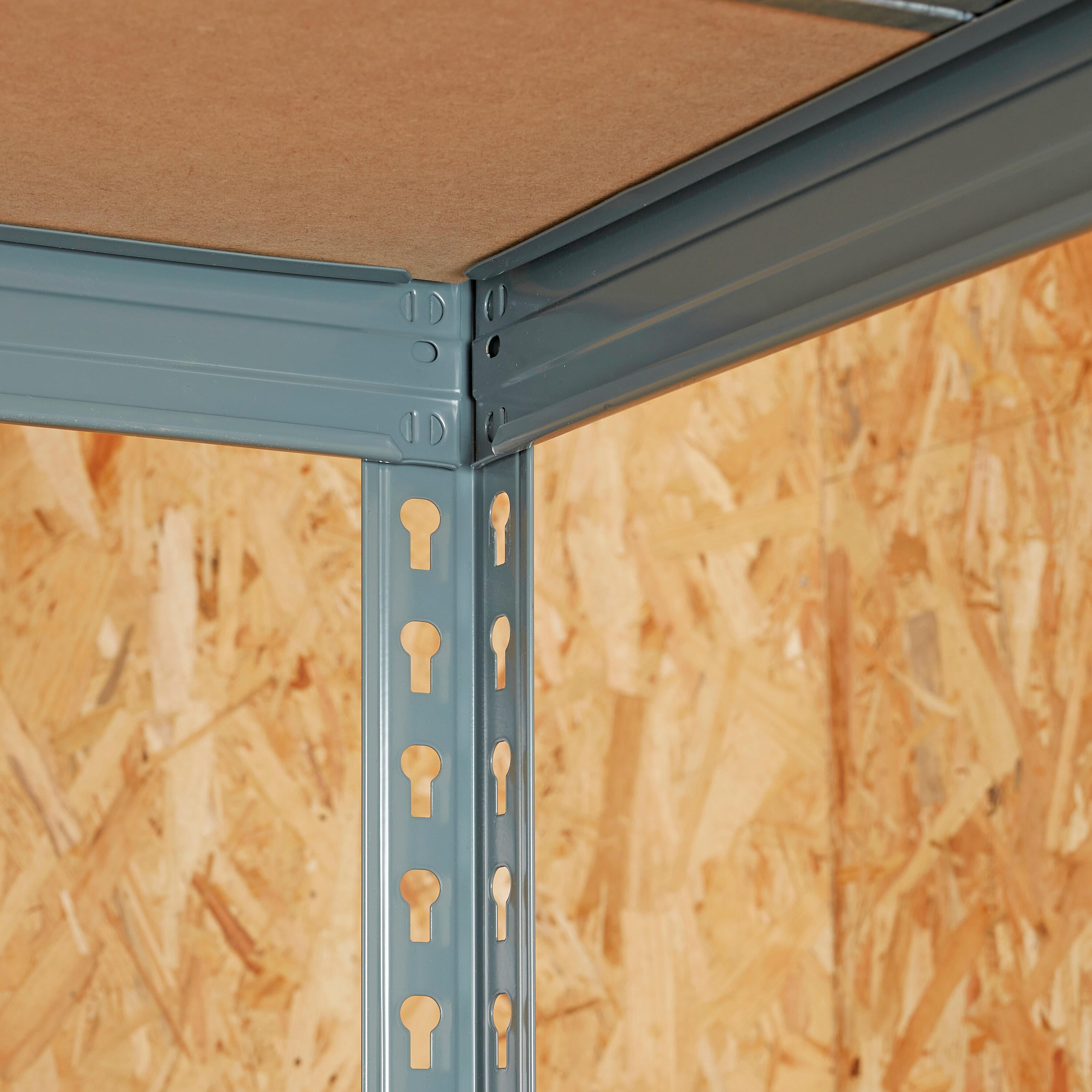 Estante metálica cinza 4 prateleiras MDF 180x60x180 cm 400 kg Spaceo - 8