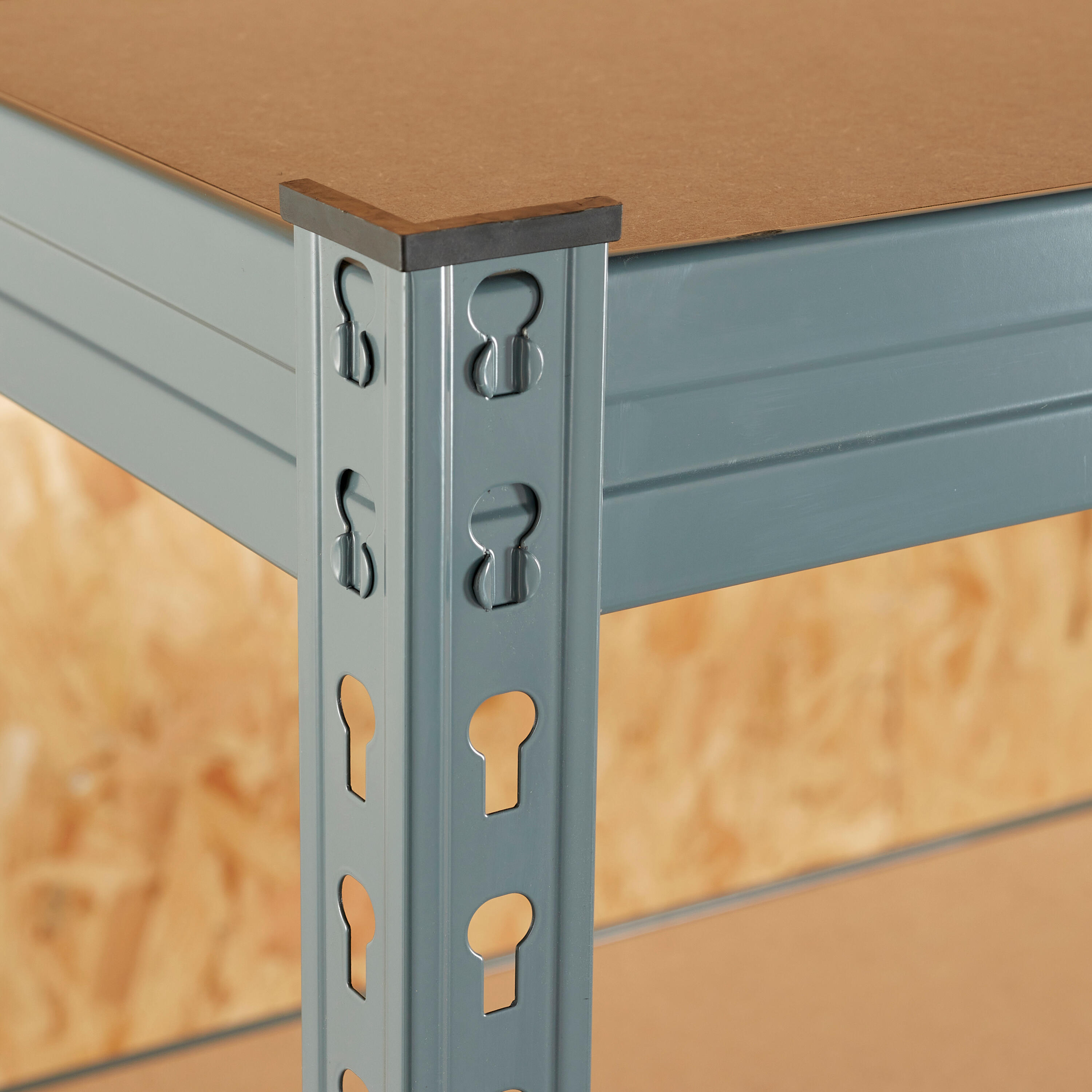 Estante metálica cinza 4 prateleiras MDF 180x60x180 cm 400 kg Spaceo - 7