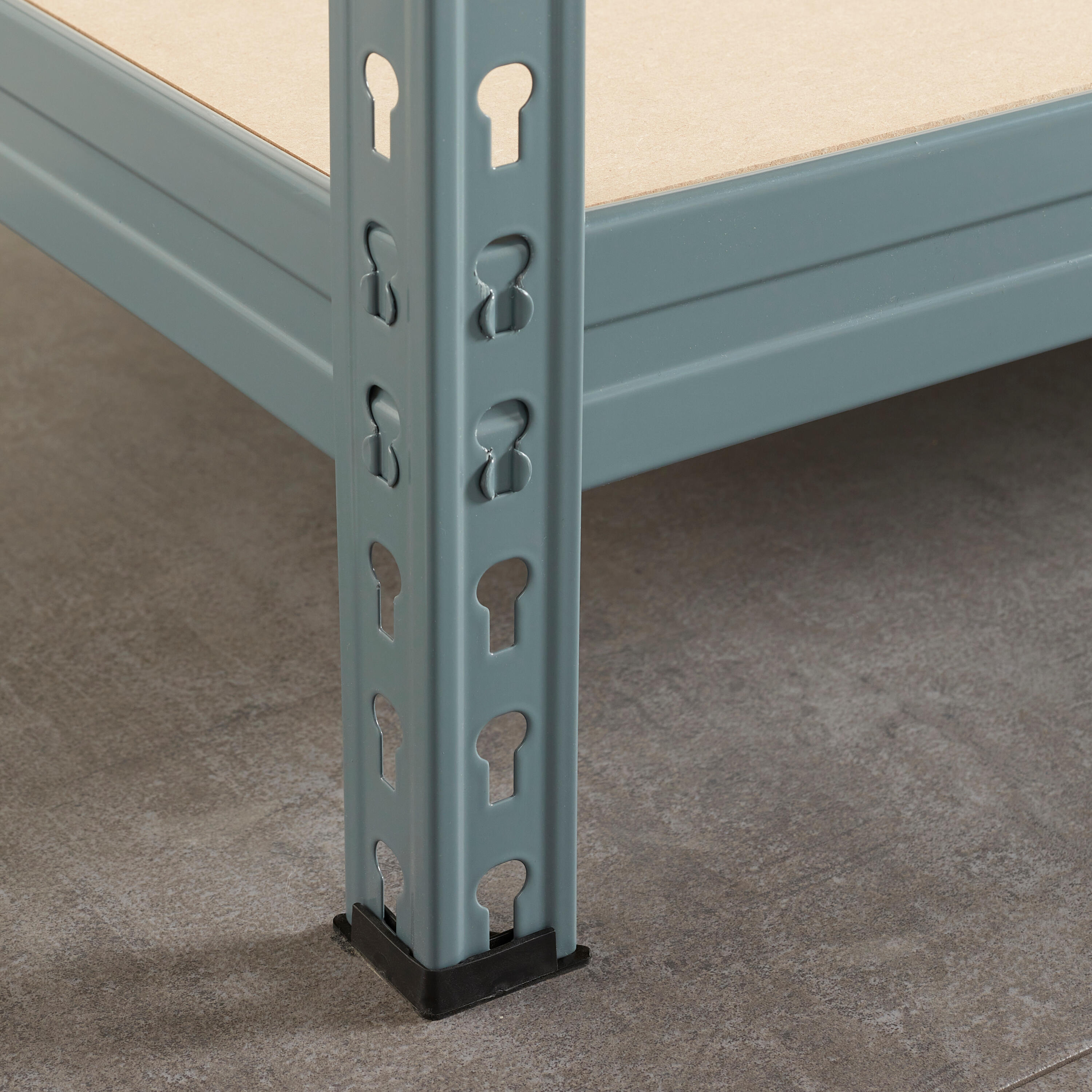 Estante metálica cinza 4 prateleiras MDF 180x60x180 cm 400 kg Spaceo - 5
