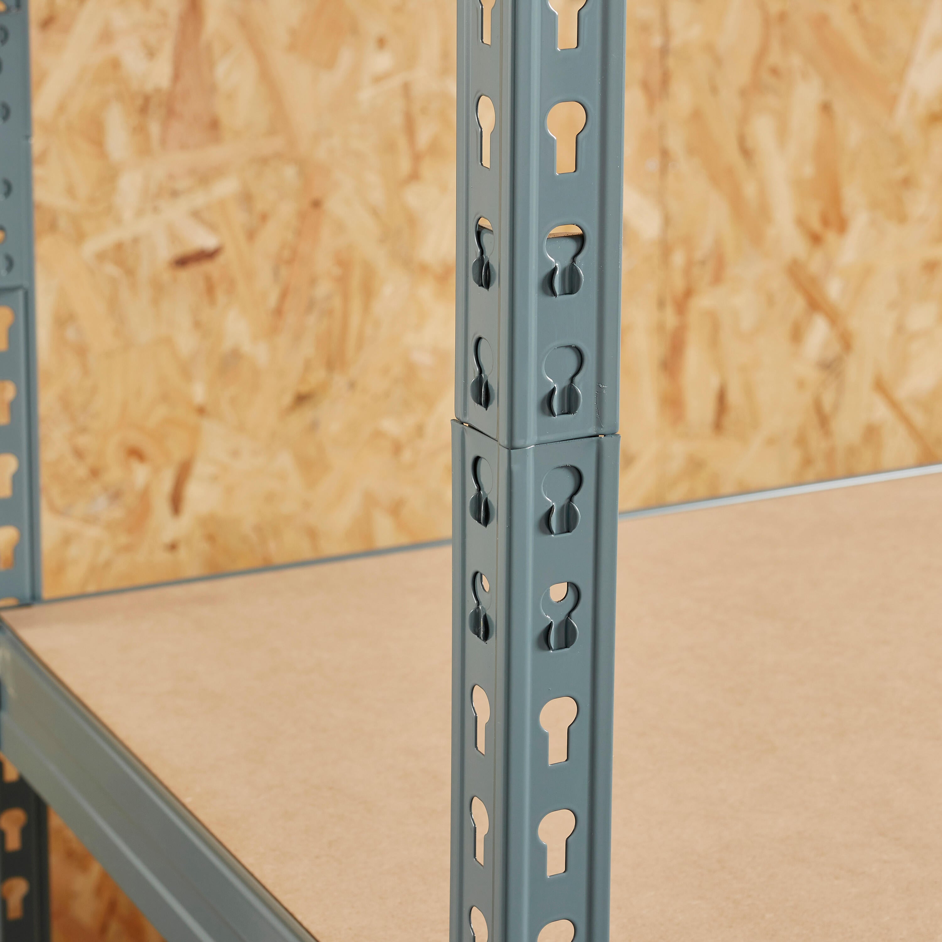 Estante metálica cinza 4 prateleiras MDF 150x60x190 cm 300 kg Spaceo - 10