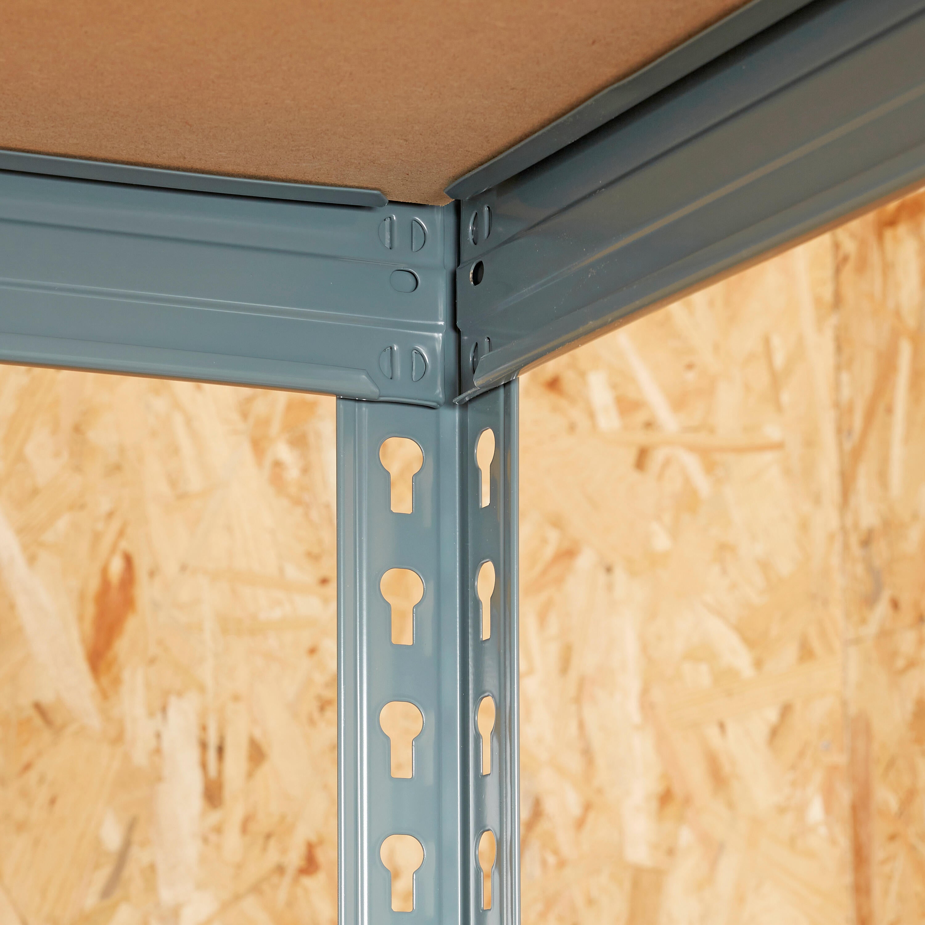 Estante metálica cinza 4 prateleiras MDF 150x60x190 cm 300 kg Spaceo - 9