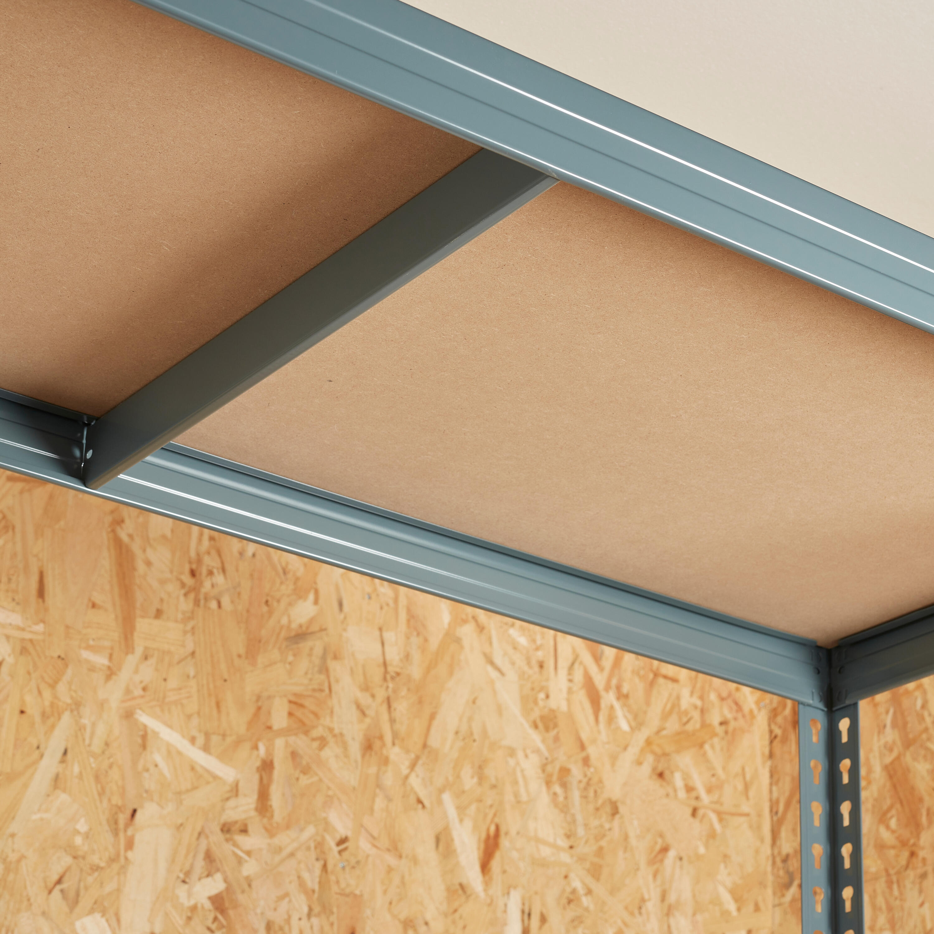 Estante metálica cinza 4 prateleiras MDF 150x60x190 cm 300 kg Spaceo - 7