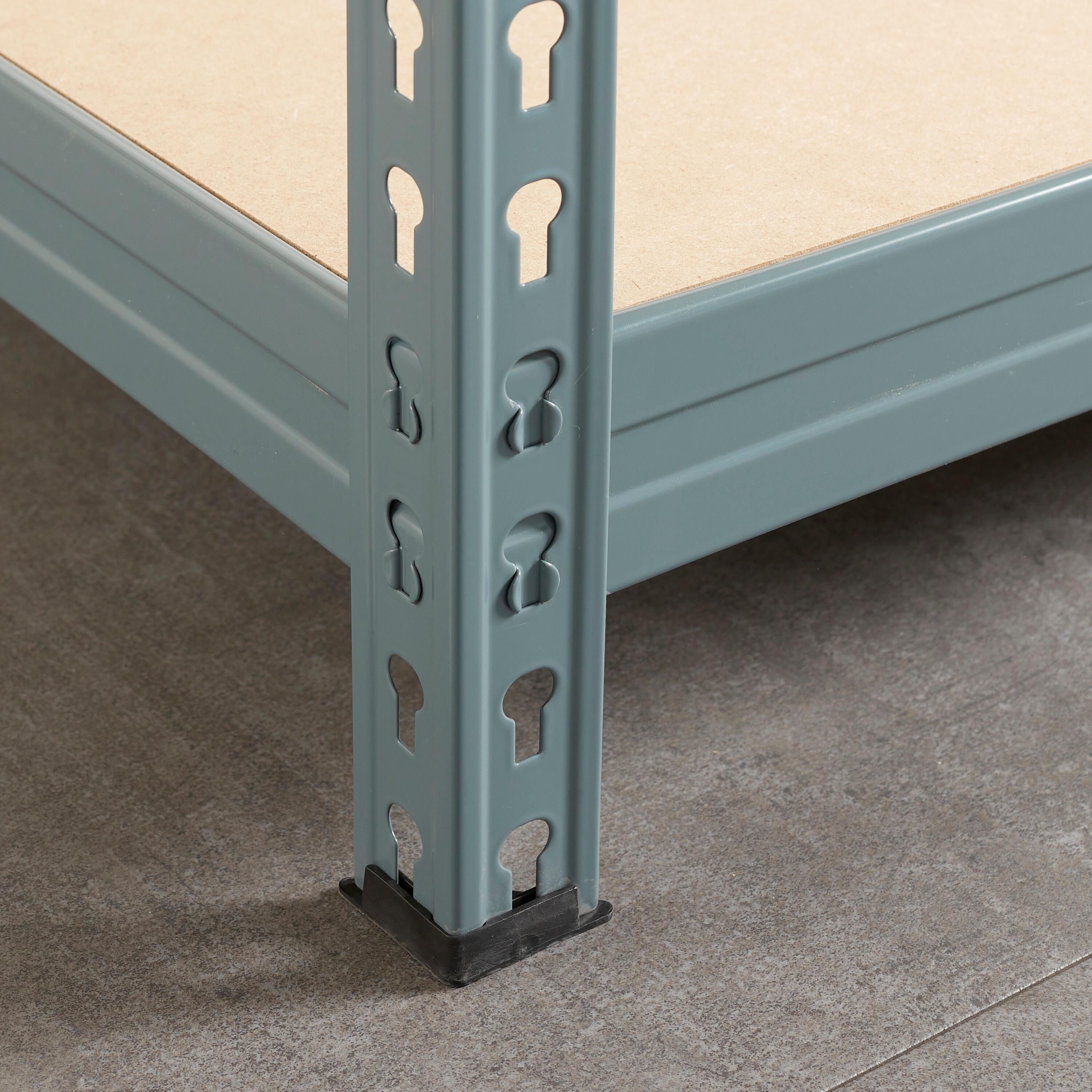 Estante metálica cinza 4 prateleiras MDF 150x60x190 cm 300 kg Spaceo - 6