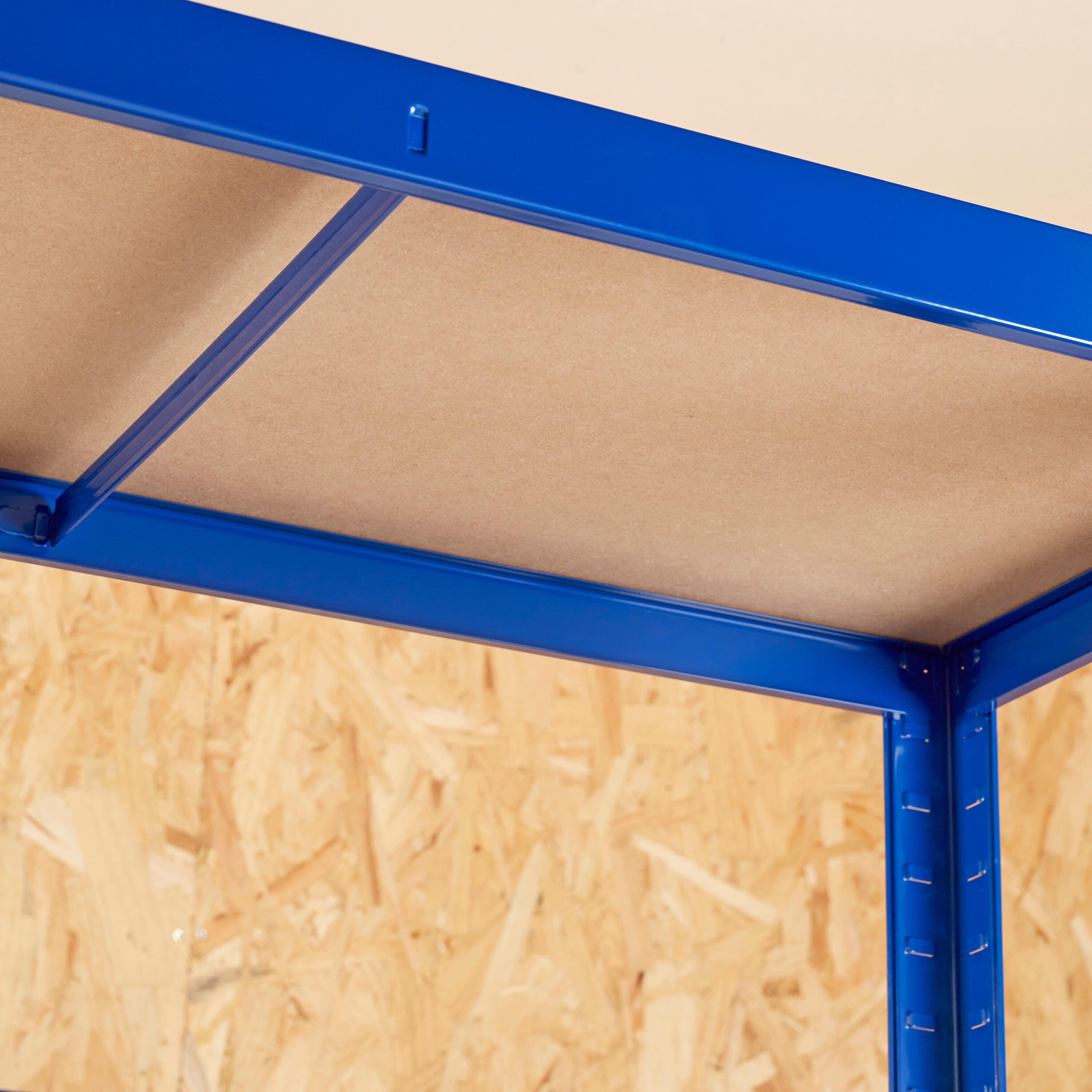 Estante metálica azul 5 prateleiras MDF 90x40x176 cm 175 kg Spaceo - 6