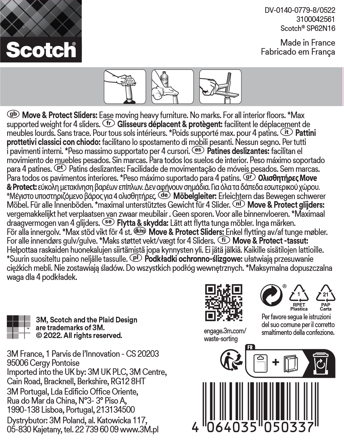 4 Patins Scotch de pregar D25mm - 2