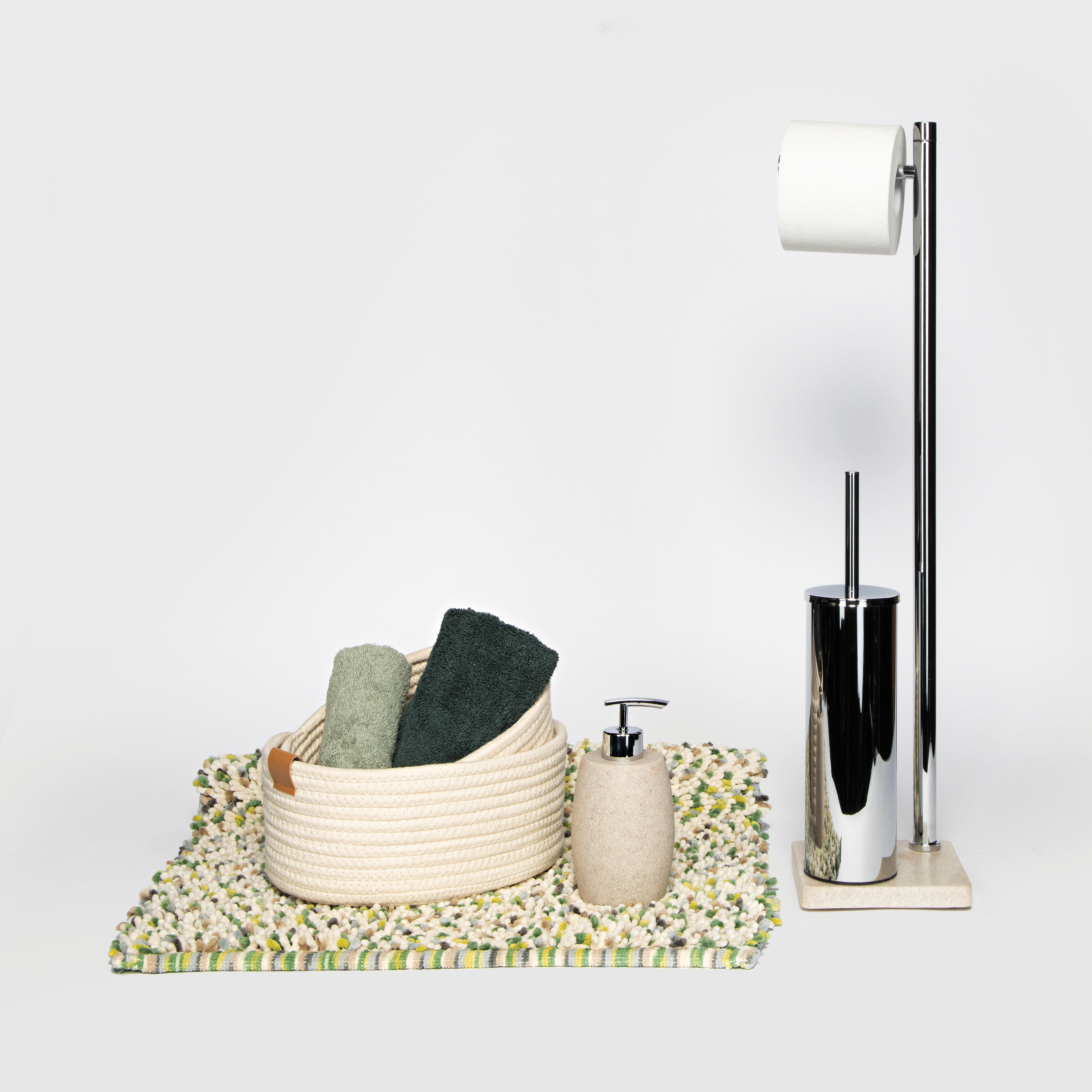 Piantana porta rotolo e porta scopino wc Trilly piantana p.ta rot. e scop. beige beige verniciato - 2