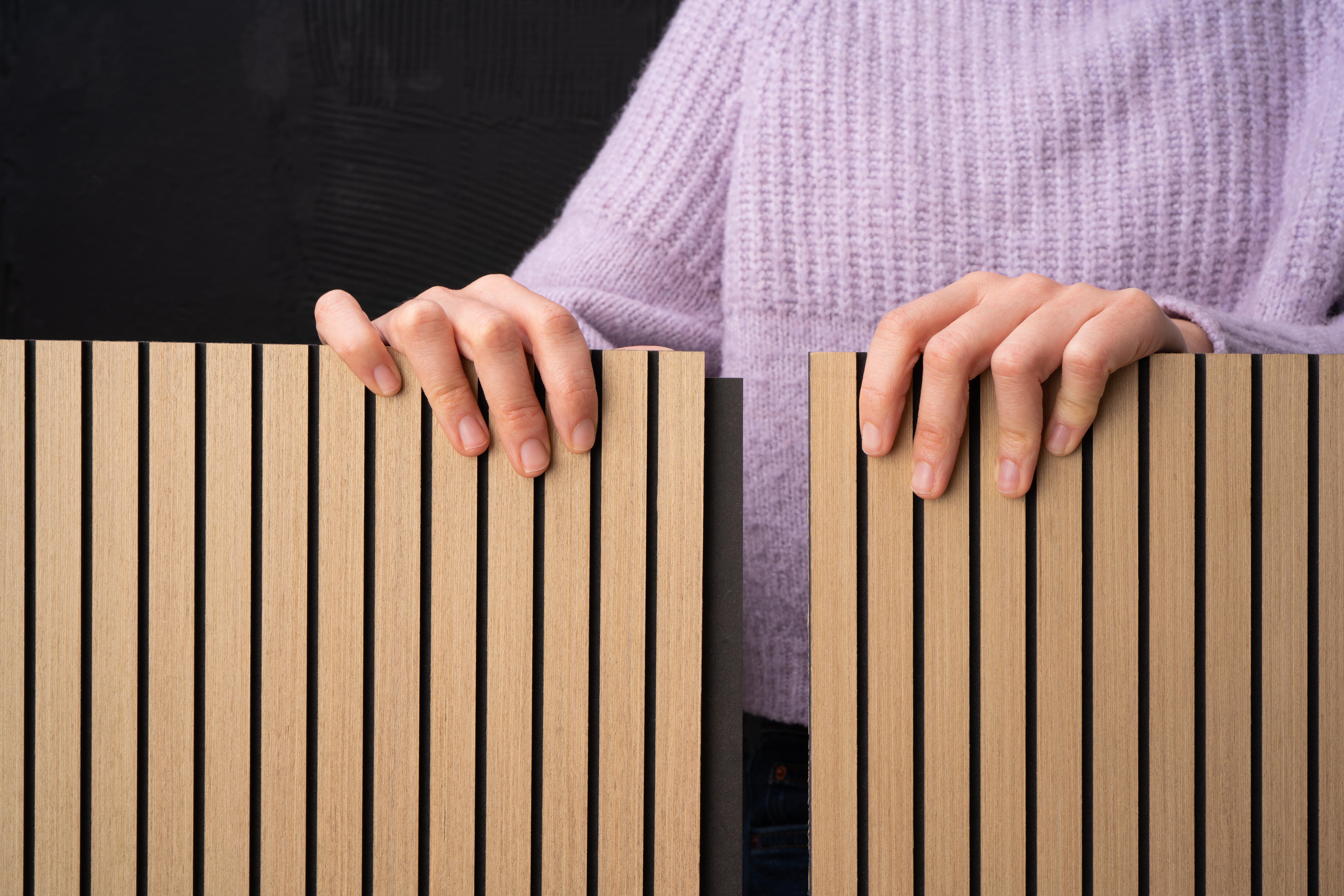 Revestimiento de pared palillería efecto 3D MDF Equa color roble/negro 119x59,6 cm - 13