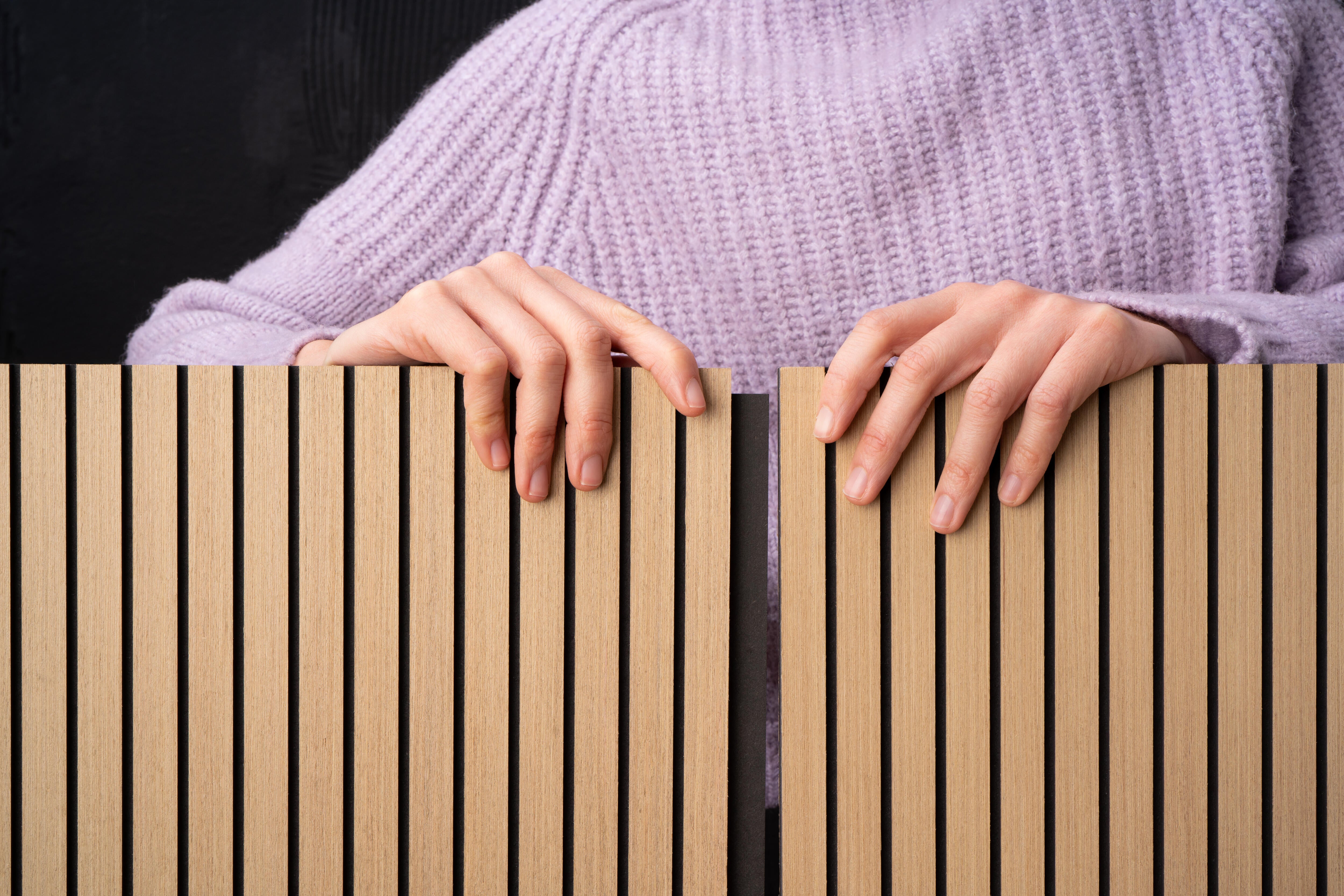 Revestimiento de pared palillería efecto 3D MDF Desi color roble/negro 119x59 cm - 13