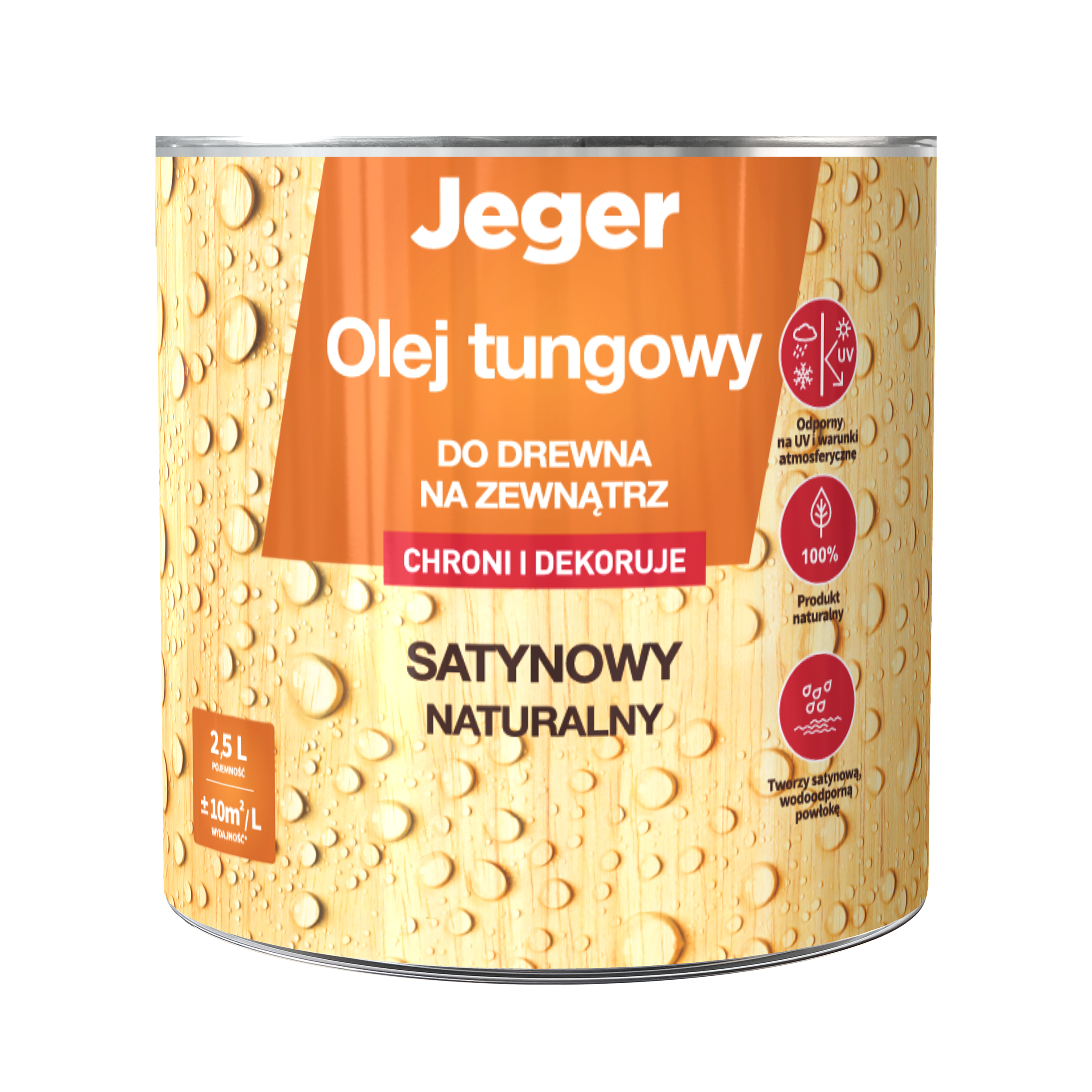 Olej tungowy satynowy naturalny 2.5 l Jeger - 3
