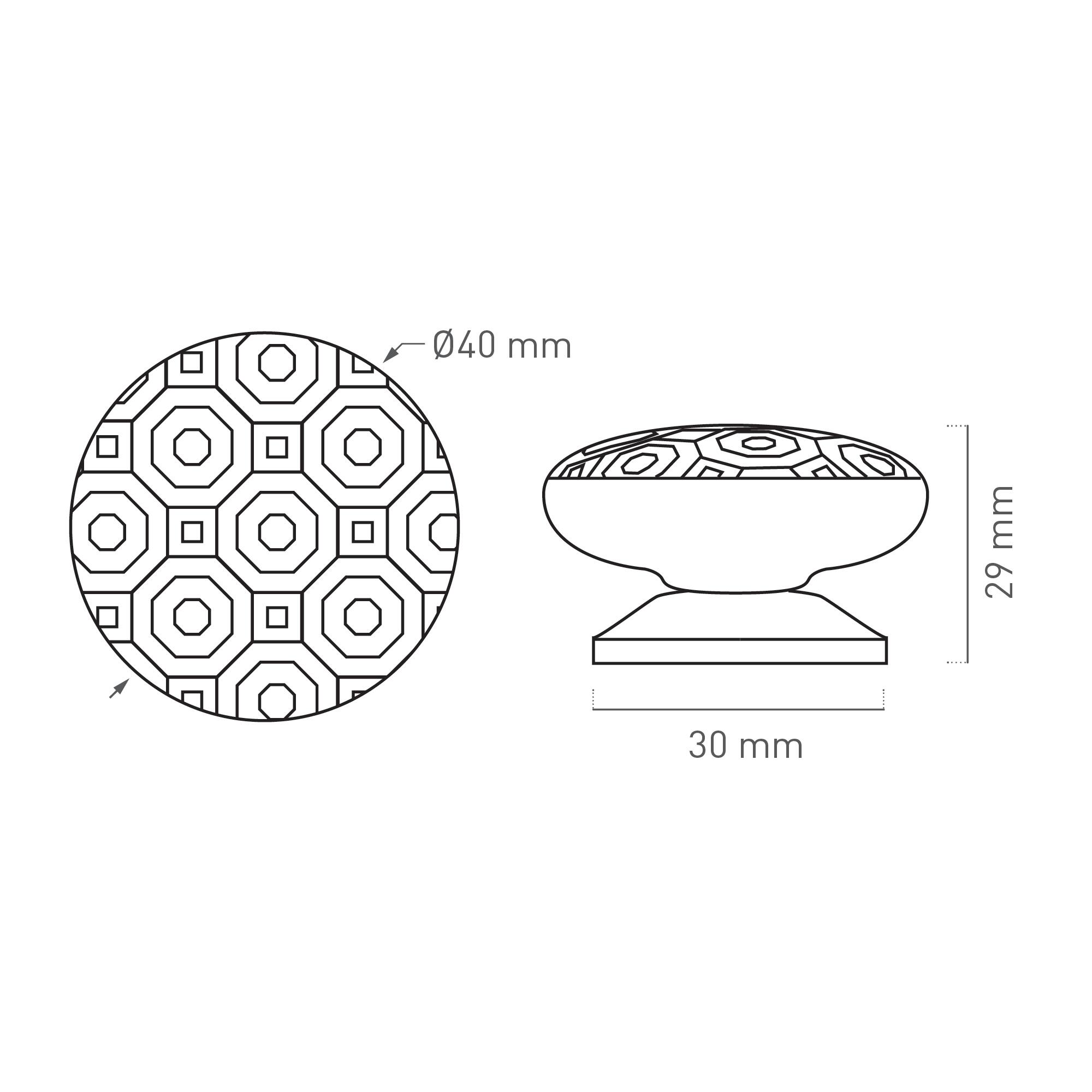 2 Puxadores para móvel Nesu porcelana branco motivo dourado 37mm - 3