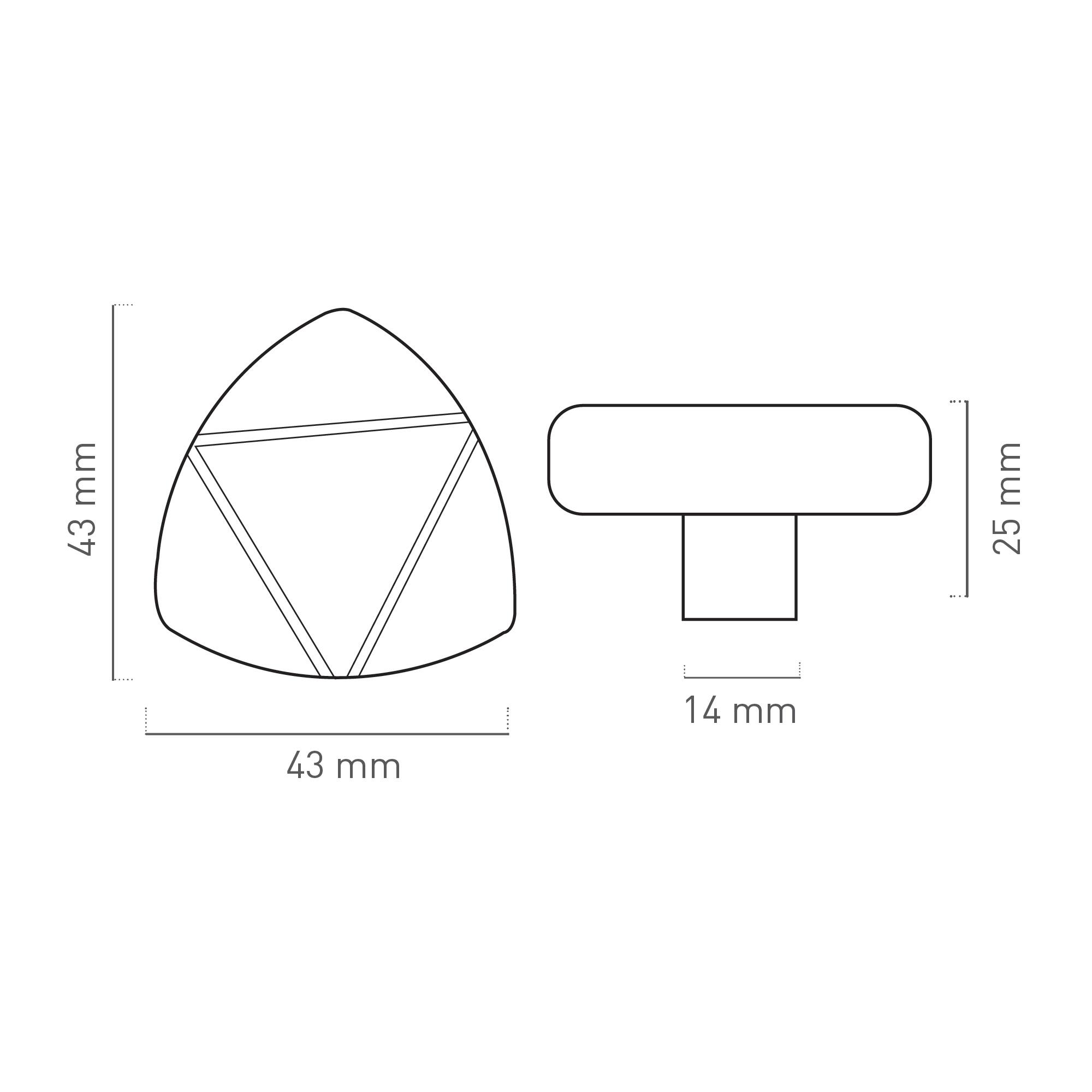 2 Puxadores para móvel Nesu triângulos mármore bege latão polido - 3