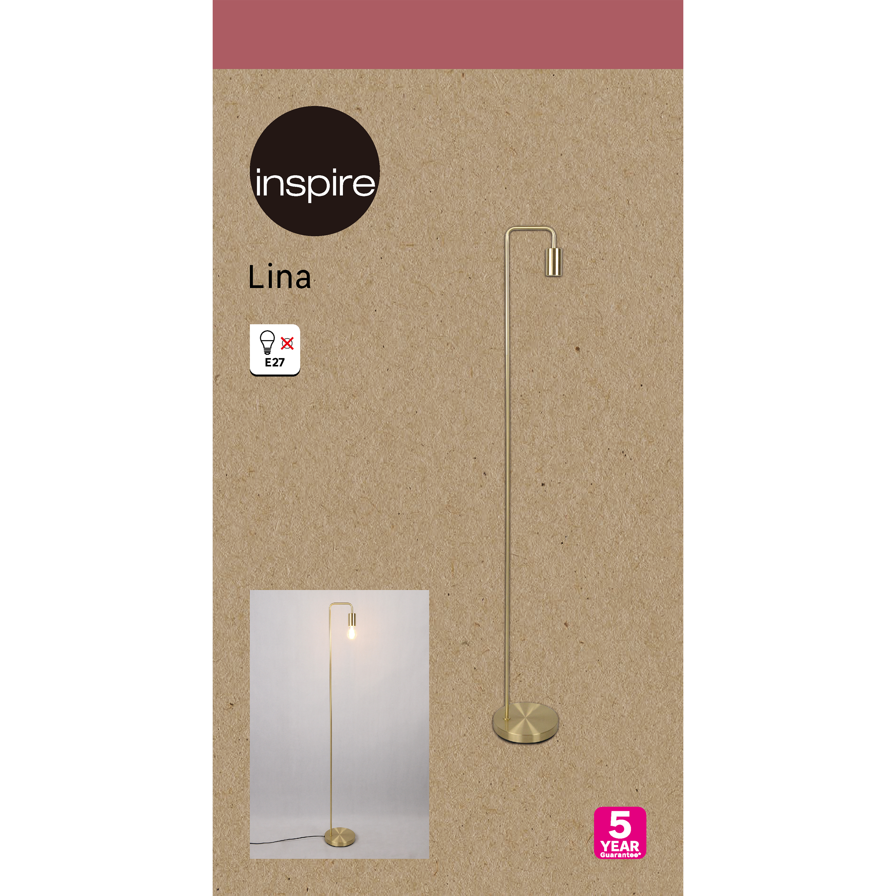 Candeeiro de pé E27 149 cm alumínio Inspire Lina - 7