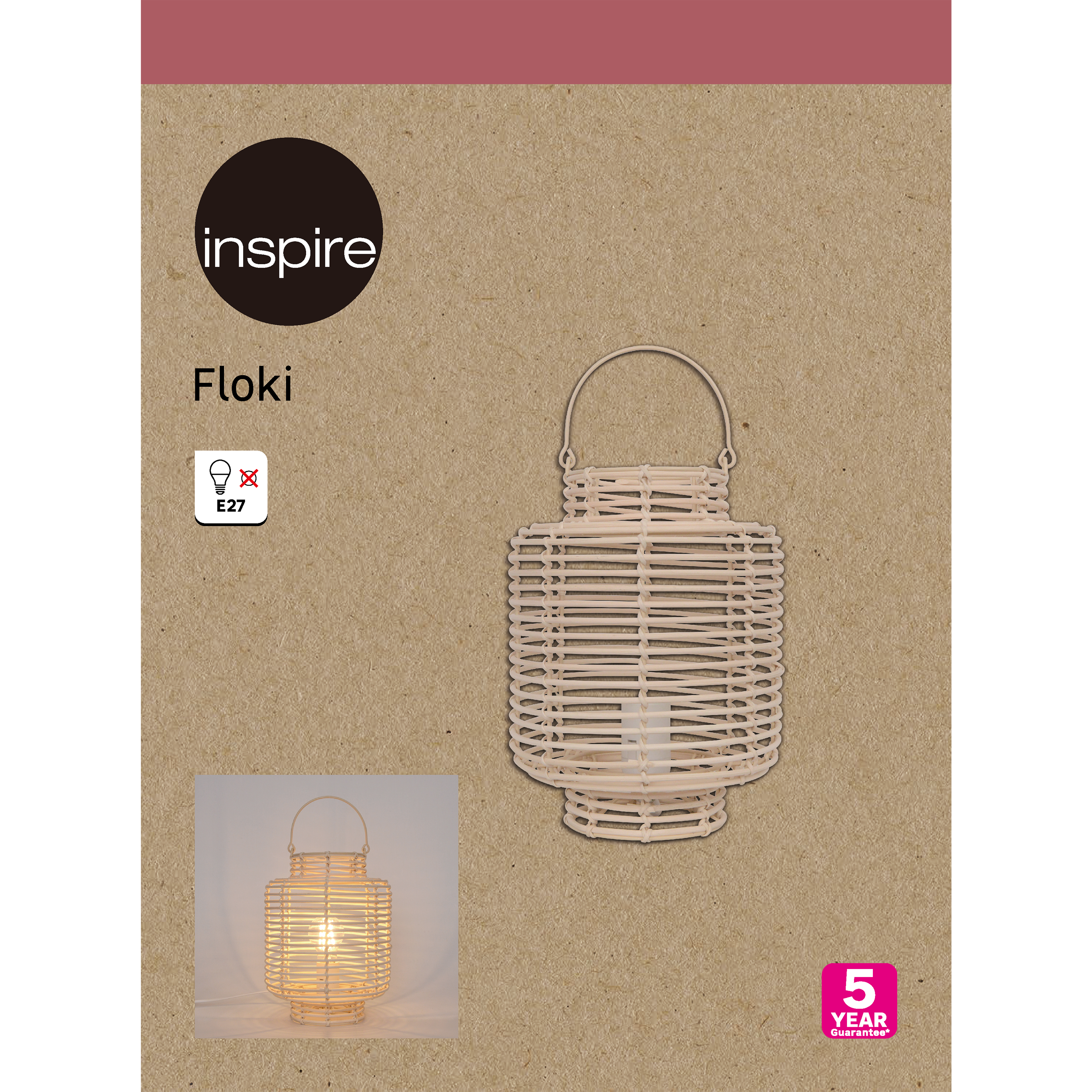 Candeeiro de pé INSPIRE FLOKI E27 D15CM BEGE - 8