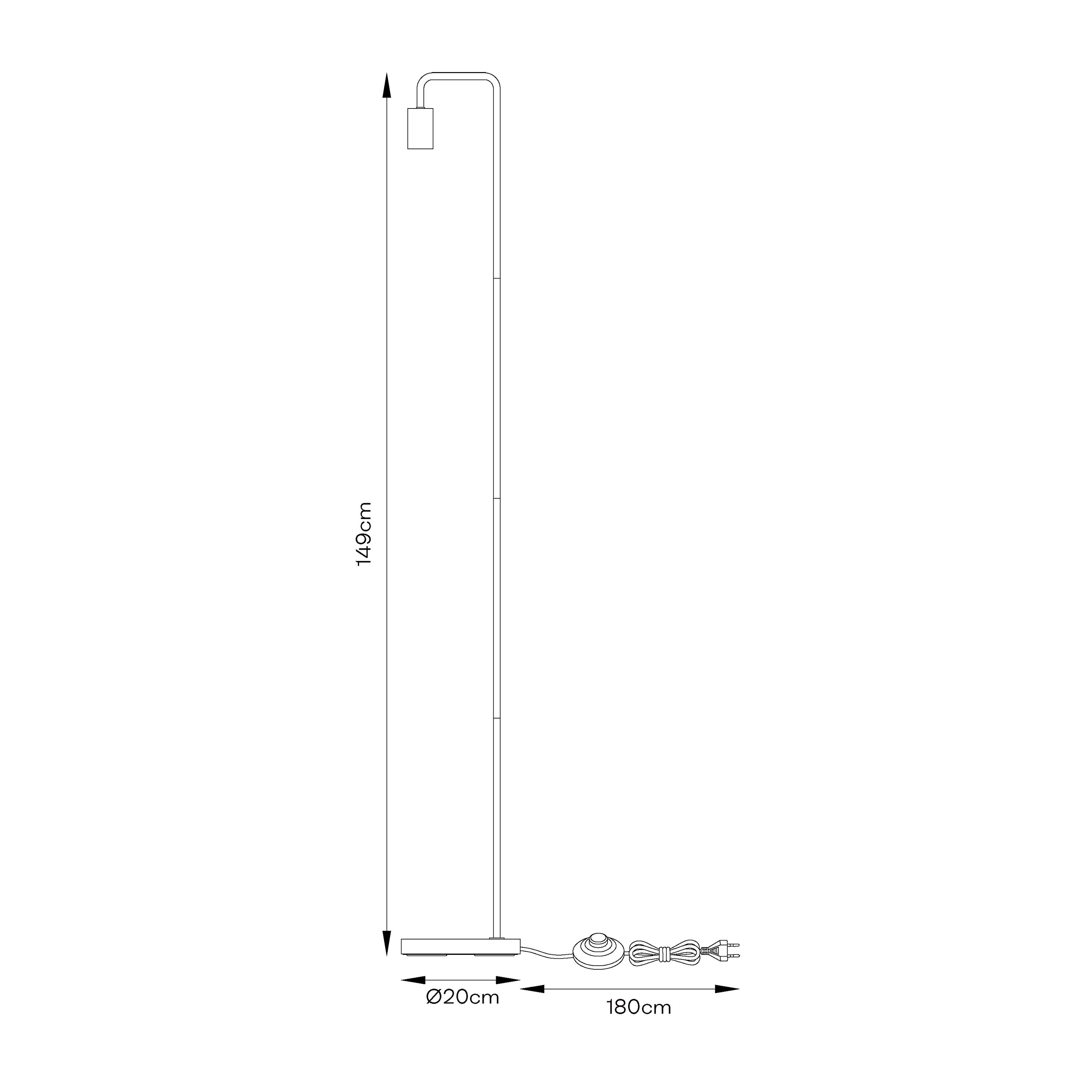 Lampadaire Lina, fer, noir,  H.149 cm INSPIRE, E27 - 13