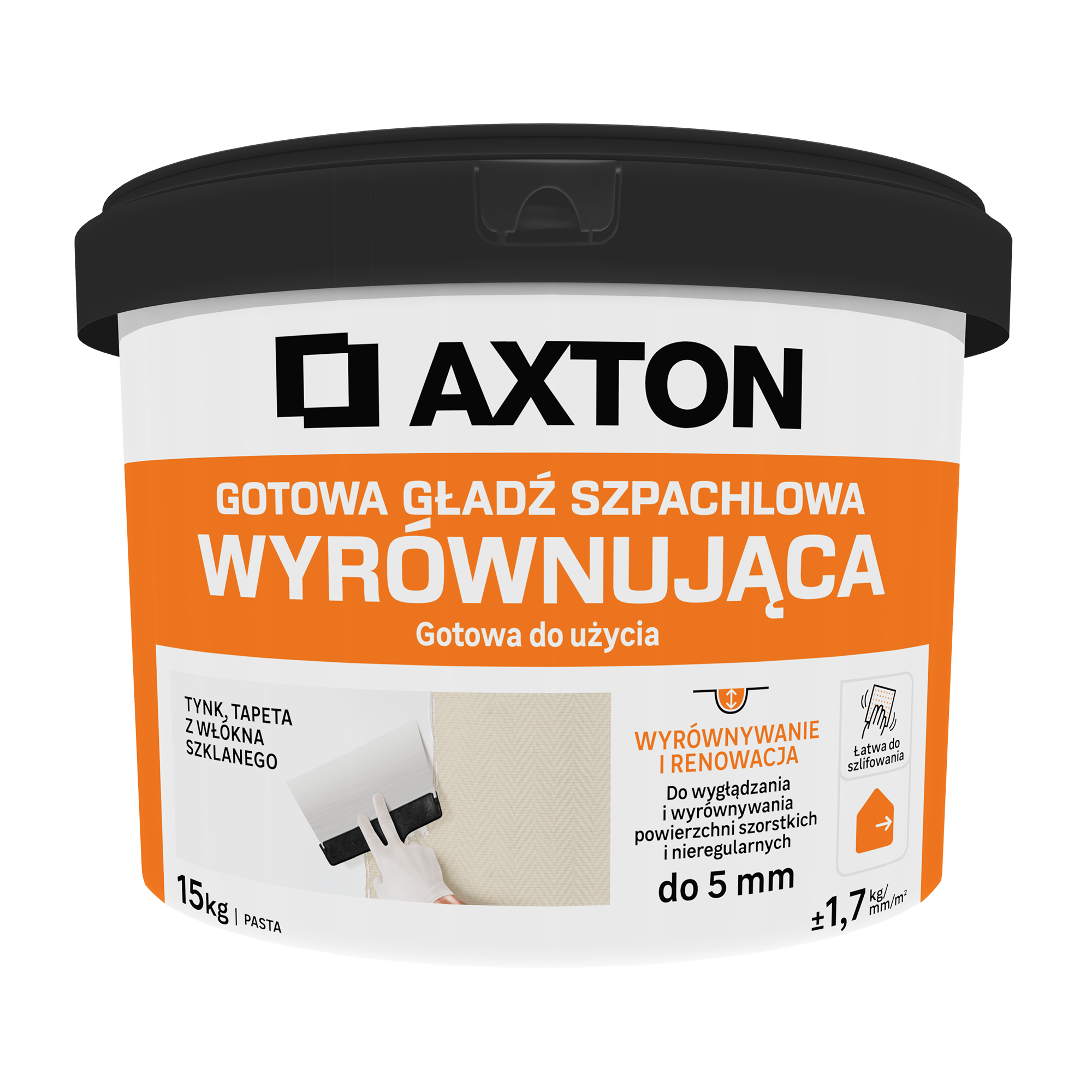 Gładź szpachlowa wyrównująca gotowa 15 kg Axton