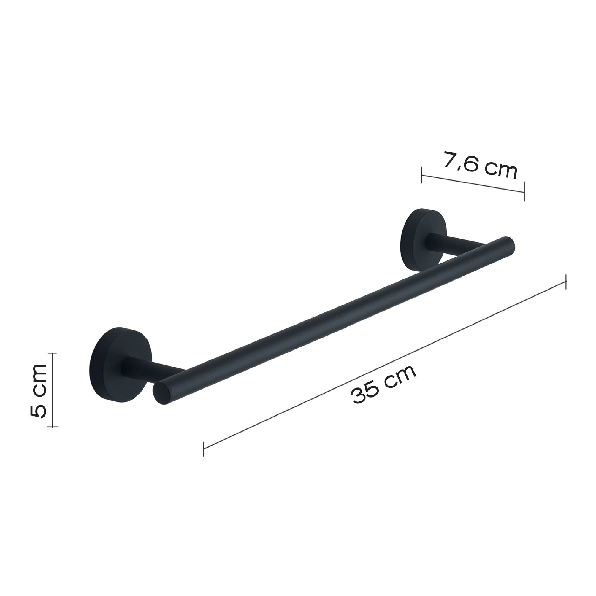 Toalheiro de barra EROS 35CM PRETO MATE - 4