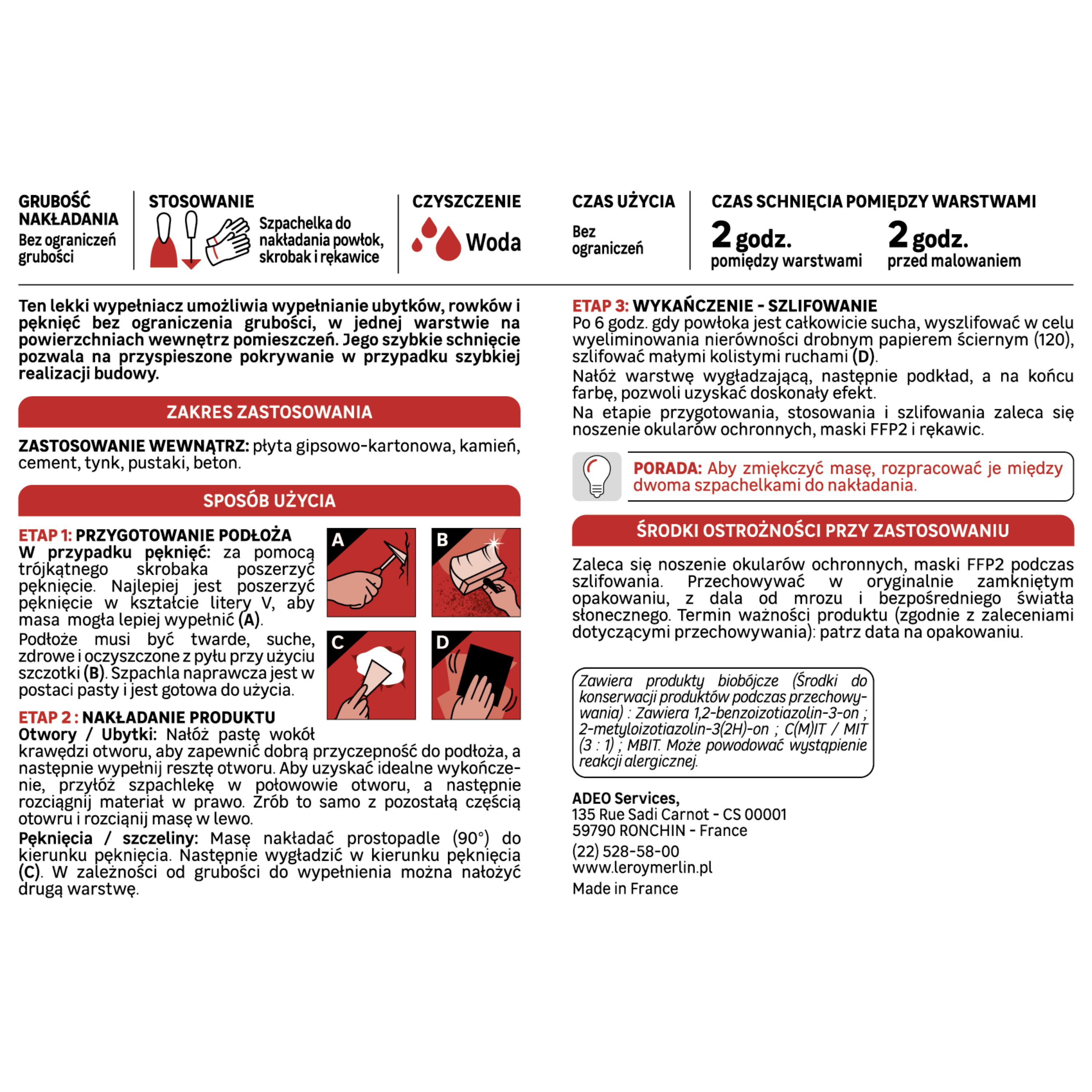Szpachla naprawcza lekka 1 l Axton - 2