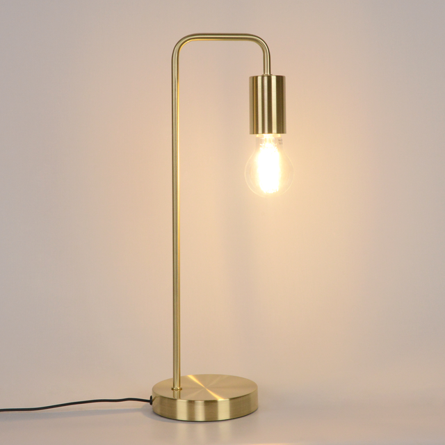 Lampe E27 Lina, acier, doré, H. 45cm, INSPIRE