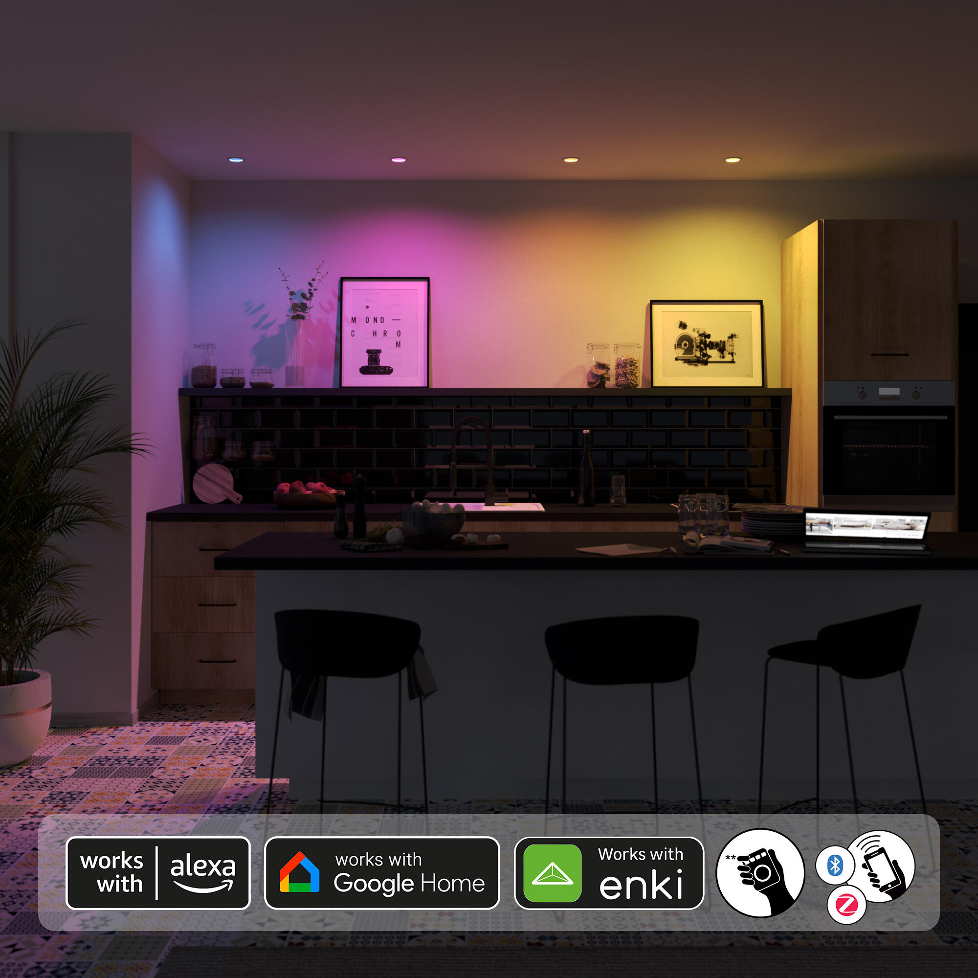 Spot à encastrer connecté Extraflat Enki led, couleurs et blancs, D8,5 blanc - 2