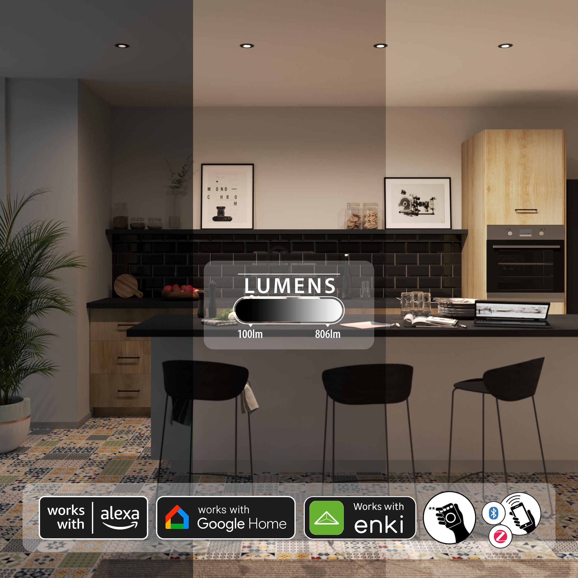 Set da 3 pezzi, faretto da incasso con fonte luminosa fisso GU10 INSPIRE BAMA bianco  Ø 8.8 cm Luce luce cct e rgb - 11