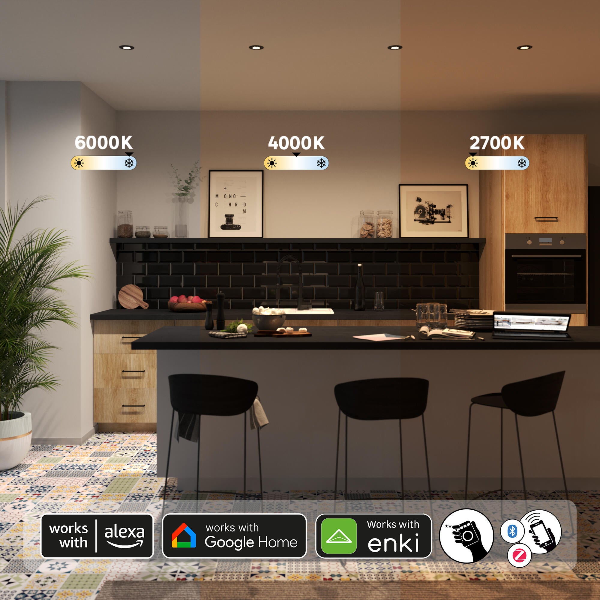 Set da 3 pezzi, faretto da incasso con fonte luminosa fisso GU10 INSPIRE BAMA bianco  Ø 8.8 cm Luce luce cct e rgb - 10
